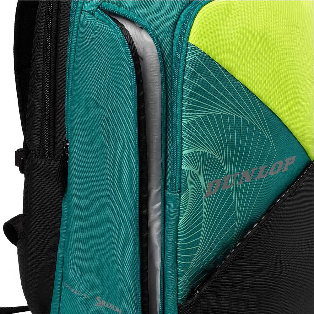 Dunlop SX Performance Backpack - Lightweight Durable Tennis Bag with Multiple Pockets, Teal/Yellow - Perfect for Tennis, Gym & Travel Accessories Storage