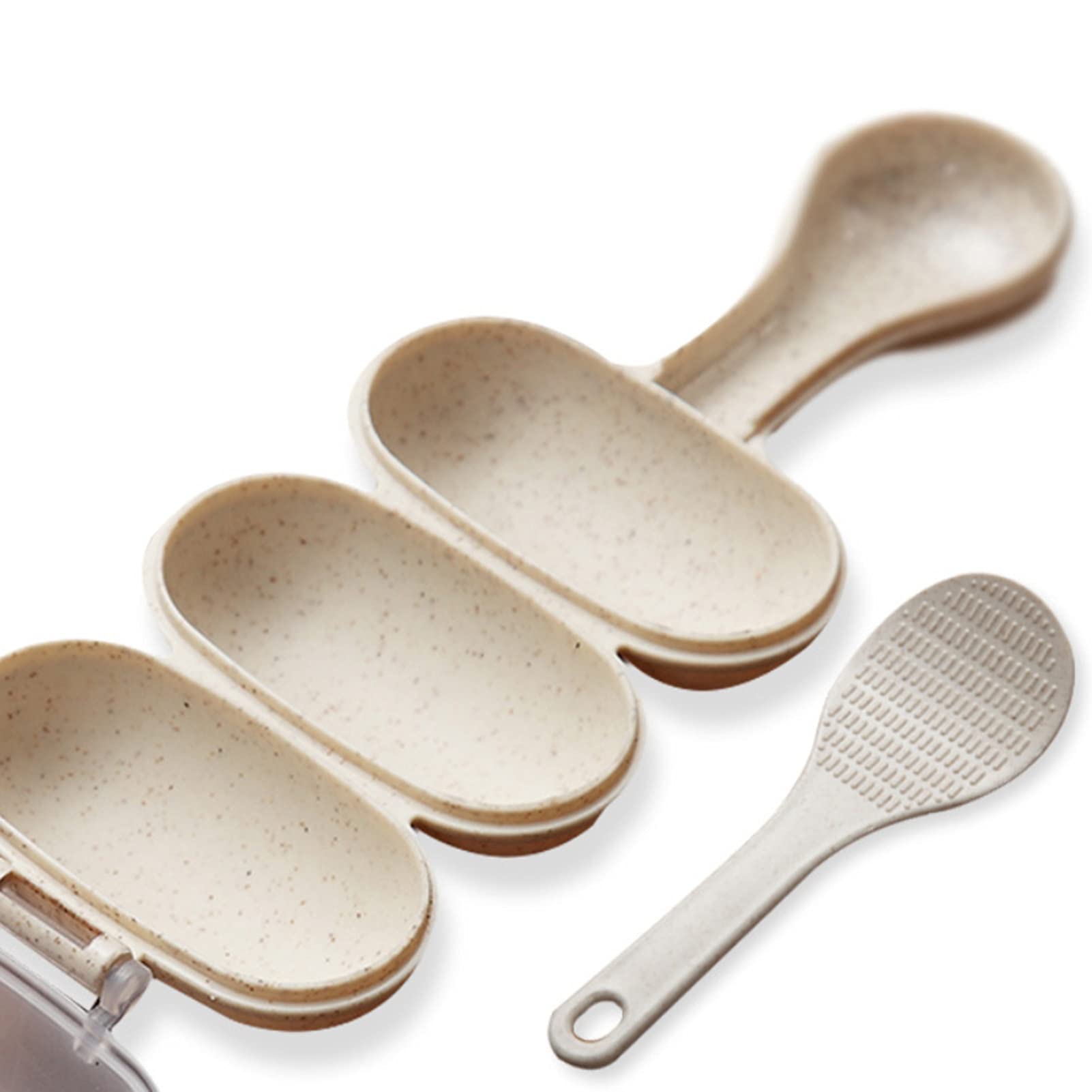 Premium Onigiri Mold & Rice Ball Shaker Kit - Beige DIY Sushi Maker with Mini Rice Paddle (18.5x7cm) - Perfect for Bento Boxes, Japanese Lunch Prep & Home Cooking