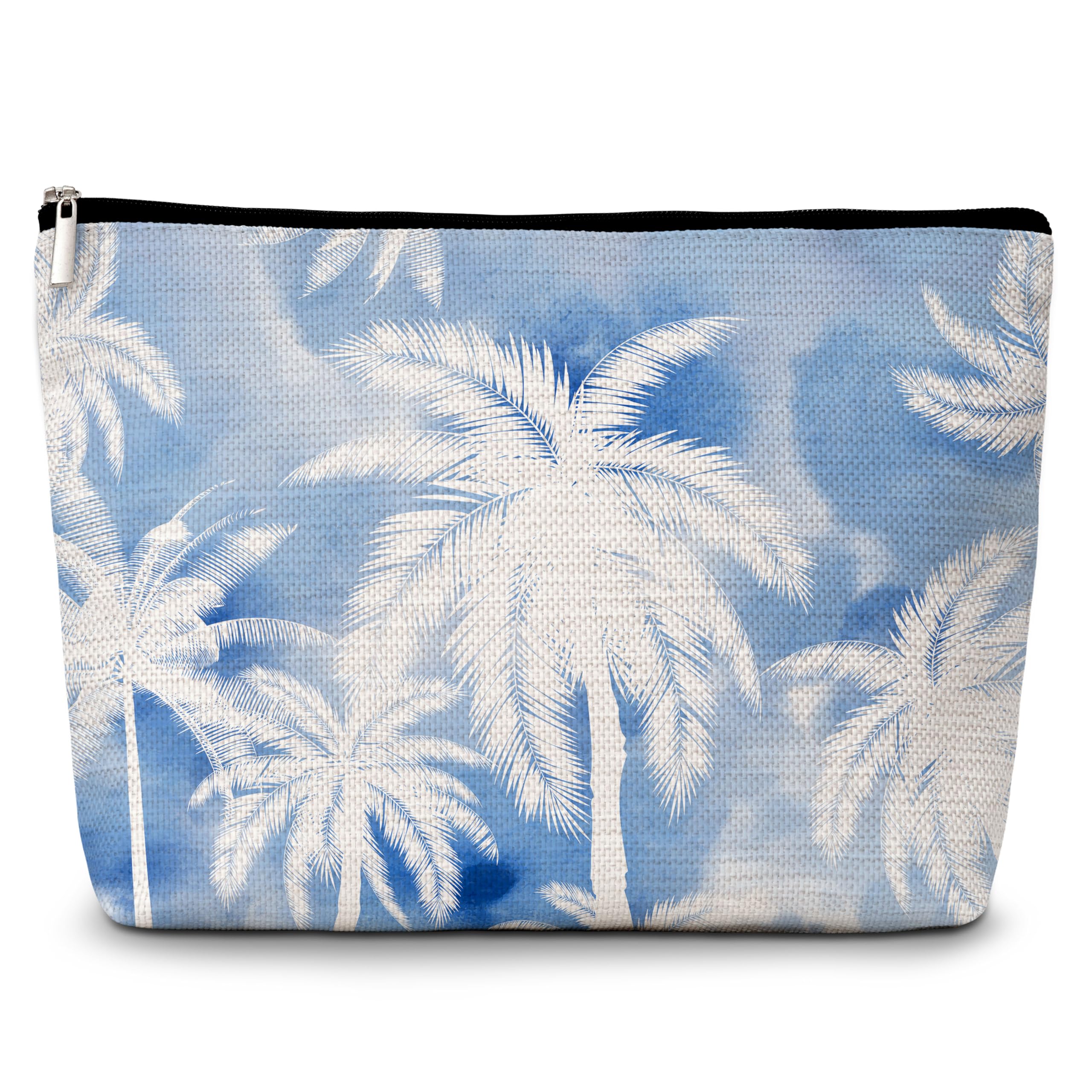 Waterproof Palm Tree Makeup Bag for Women - Small Travel Cosmetic Pouch with Zipper, Cute Makeup Organizer for Teens Girls Friends Mom Sisters - Perfect Gift for Birthday Christmas Wedding Graduation - Great for Travel, Beach Vacation & Daily Makeup Storage