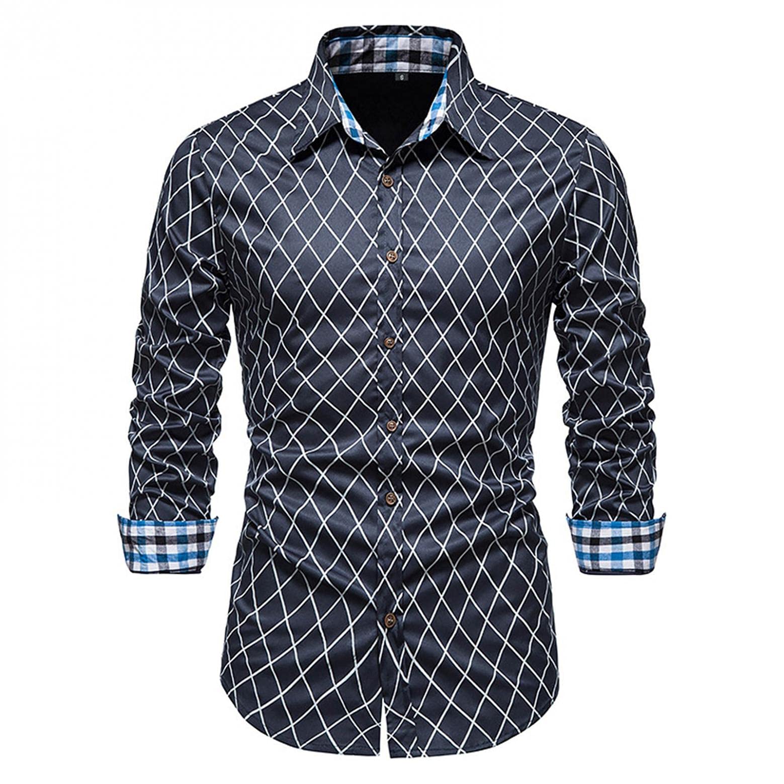 Luxury Men's Paisley Dress Shirt - Casual Plaid Printed Button Down Long Sleeve Business Shirt - Checkered Jersey Polo Top for Office, Wedding & Formal Events