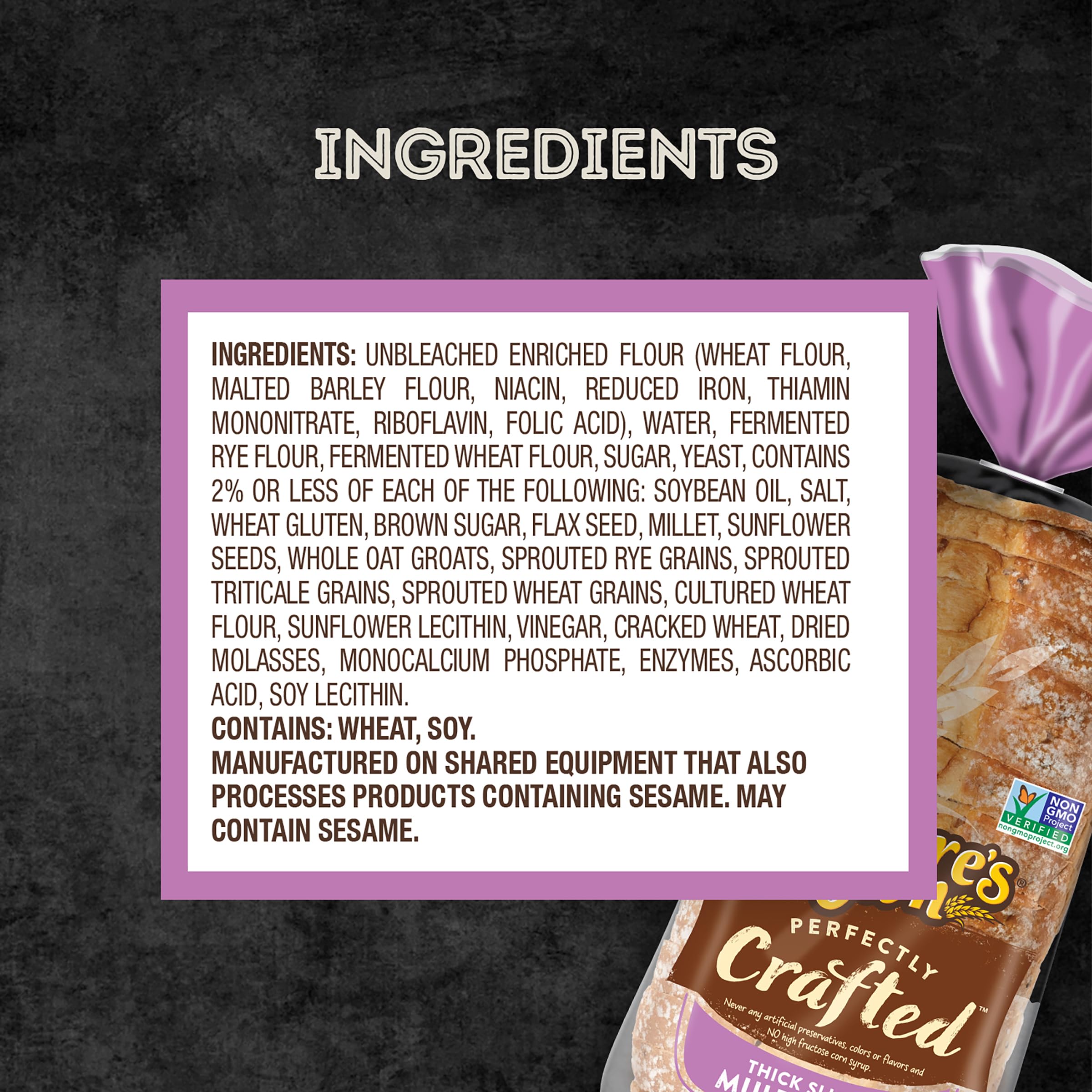 Nature's Own Perfectly Crafted Multigrain Bread - Thick Sliced Non-GMO Sandwich Bread, 22 oz Loaf - Perfect for Breakfast Toast, Healthy Sandwiches & Family Meals