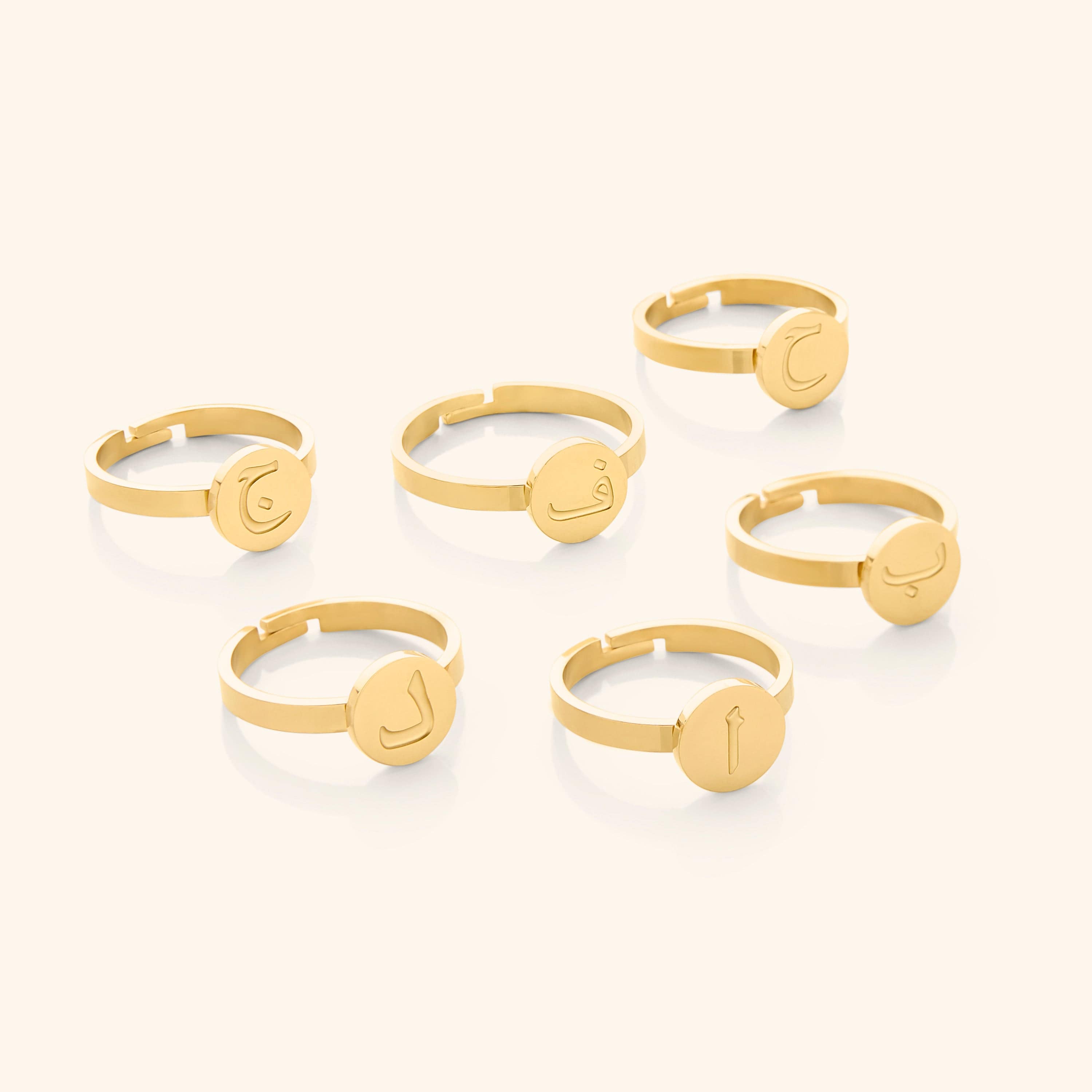 Elegant Arabic Letter Ring - Personalized Name Jewelry for Women & Men - Perfect for Gifts, Weddings, and Special Occasions