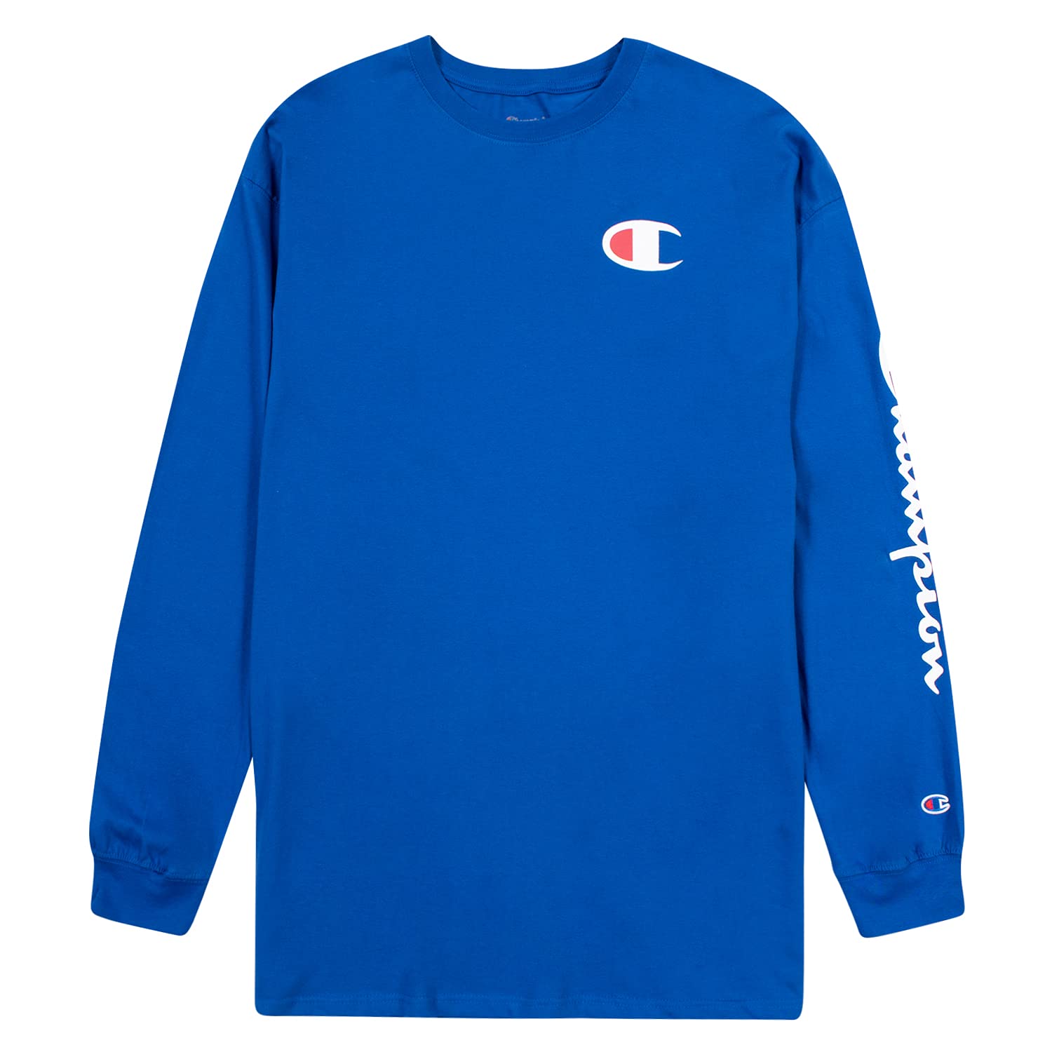 Champion Men's Big & Tall Long Sleeve Cotton T-Shirt - Soft Comfortable Crewneck Tee for Casual Wear, Workout & Layering