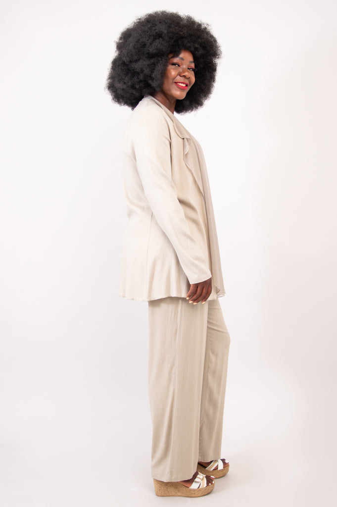 Diana Jacket Women's Lightweight Linen Bamboo Blend Sand Coat - Perfect for Spring & Summer Outdoor Activities
