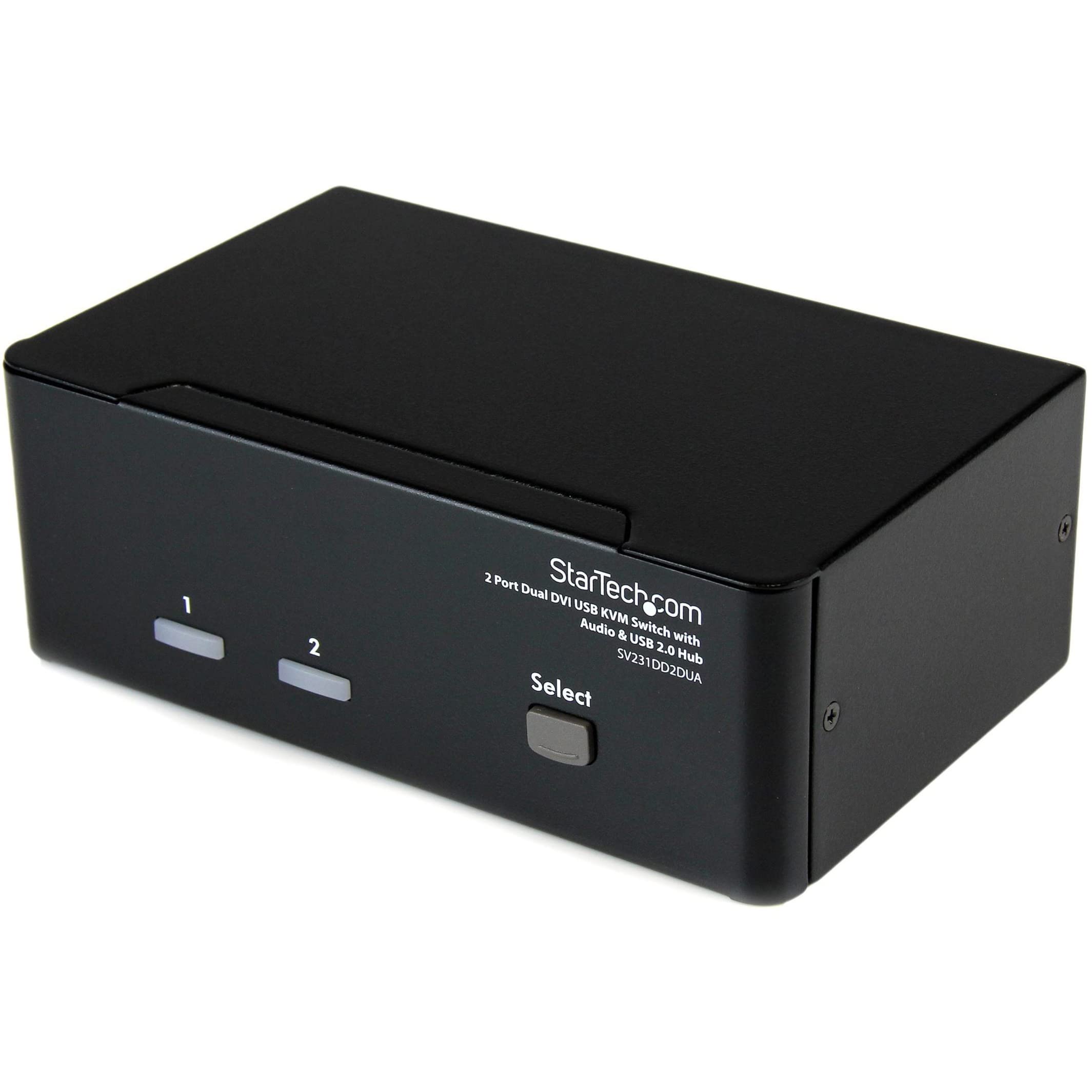 StarTech.com 2-Port DVI KVM Switch with Audio & USB 2.0 Hub | Dual Monitor Support up to 1920x1200 | SV231DD2DUA | Perfect for Home Office & IT Workstations