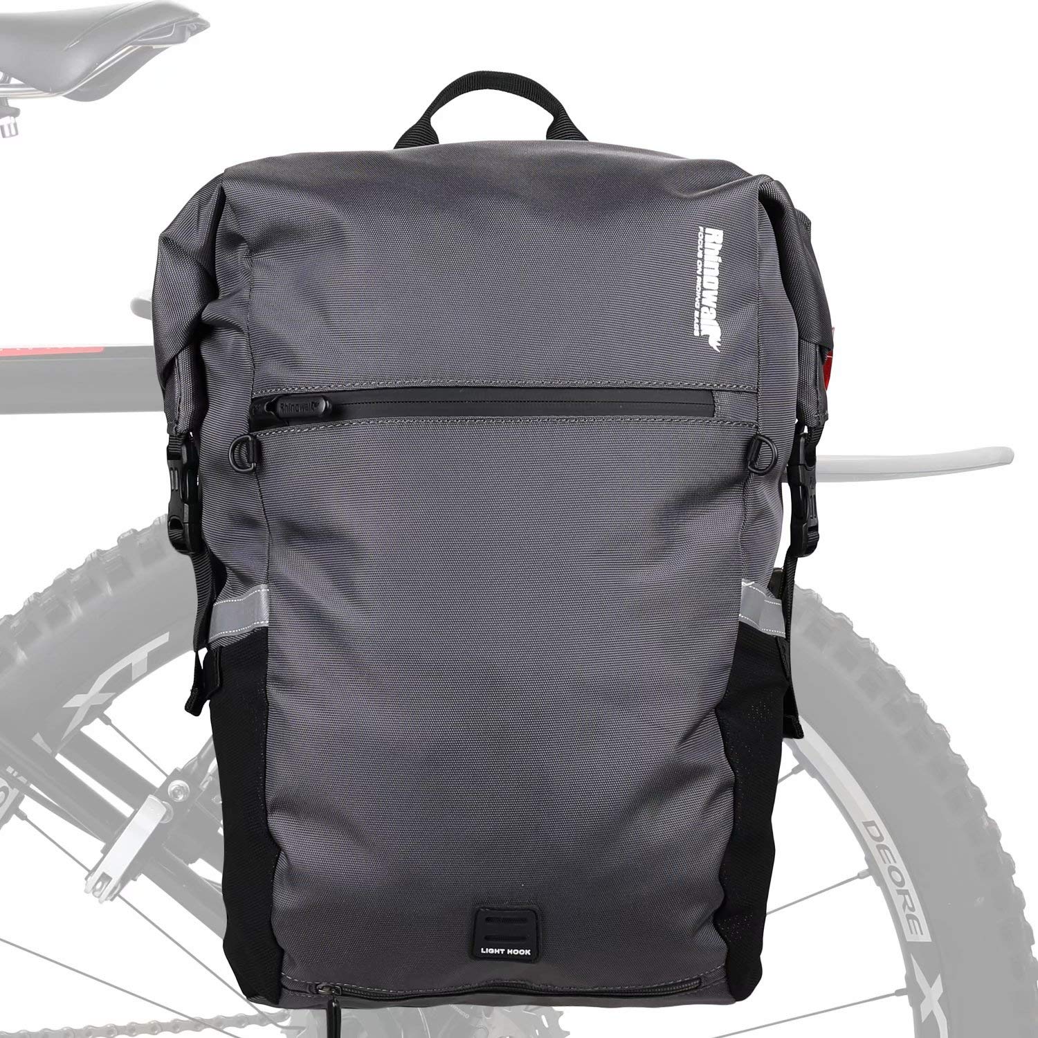 Rhinowalk 24L Waterproof Bike Pannier Bag - Multifunctional Bicycle Rear Seat Backpack for Commuting, Travel & Outdoor Adventures | Fits Most Bikes & Motorcycles