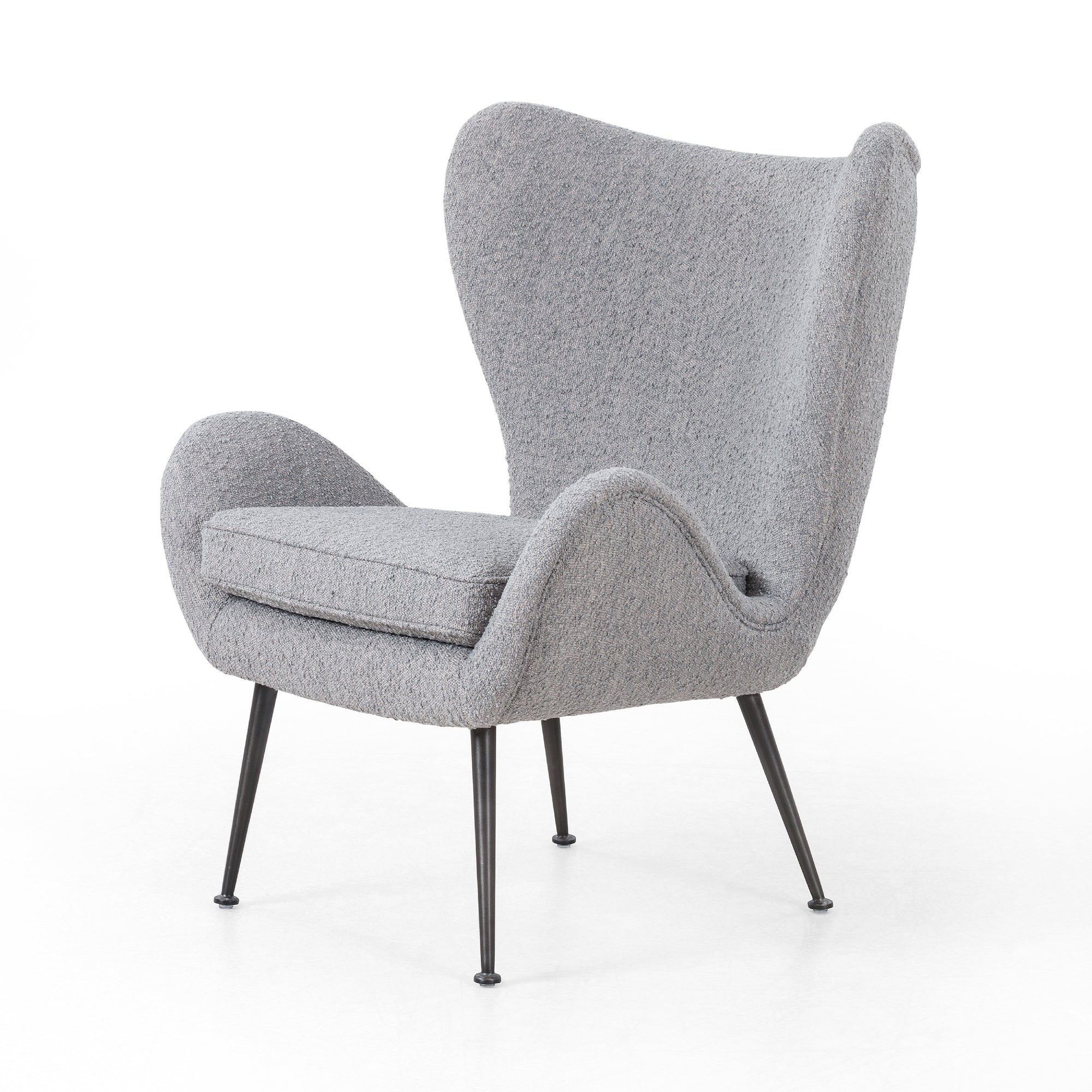 Elegant Curved Wing Chair - Stylish Accent Armchair for Living Room, Bedroom & Office - Comfortable Upholstered Lounge Chair for Reading & Relaxing