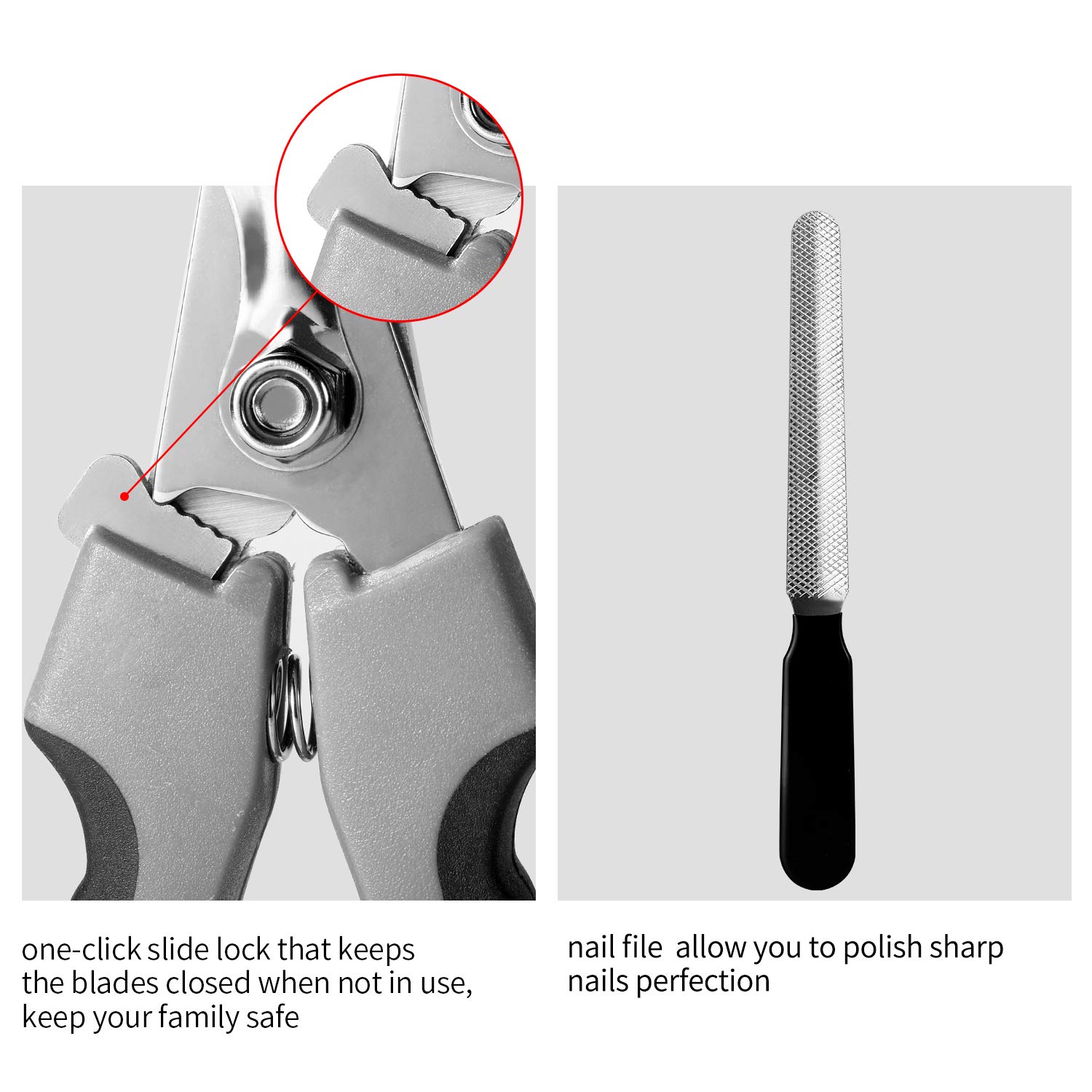 Professional Dog Nail Clippers for Large Breeds with Quick Sensor - Cat Nail Trimmer with Safety Guard & Nail File | Safe Pet Grooming Tool for Home Use, Vet Clinics and Professional Groomers