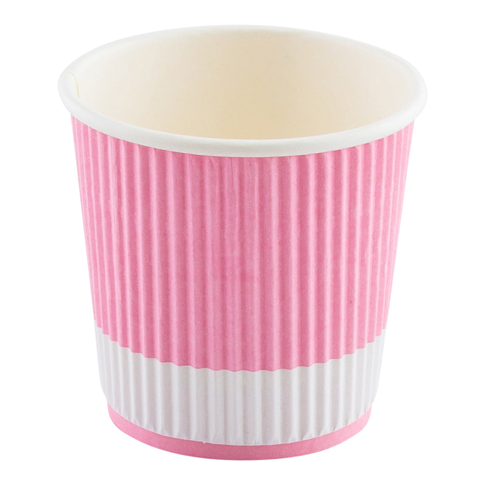 4 oz Light Pink Disposable Paper Coffee Cups with Ripple Wall Design - 2.5