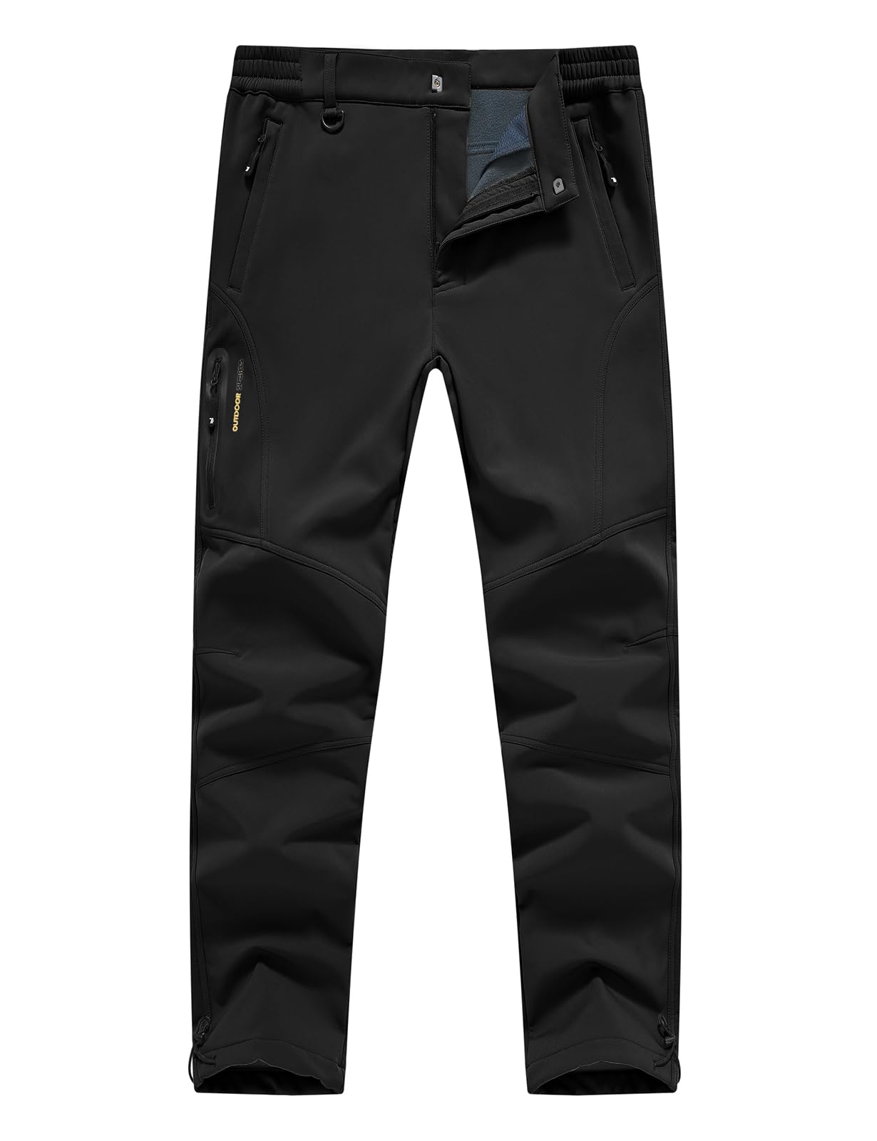 Rdruko Men's Waterproof Insulated Snow Pants - Winter Hiking, Snowboarding & Skiing Fleece-Lined Softshell Pants for Cold Weather Outdoor Activities