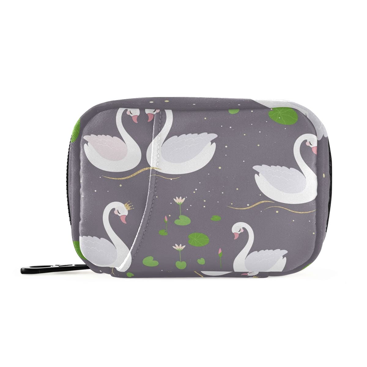 Cute Swan Couple 7-Day Pill Organizer with Zipper - Portable Travel Pill Case for Men, Women & Kids - Perfect for Daily Medication, Travel & Home Use