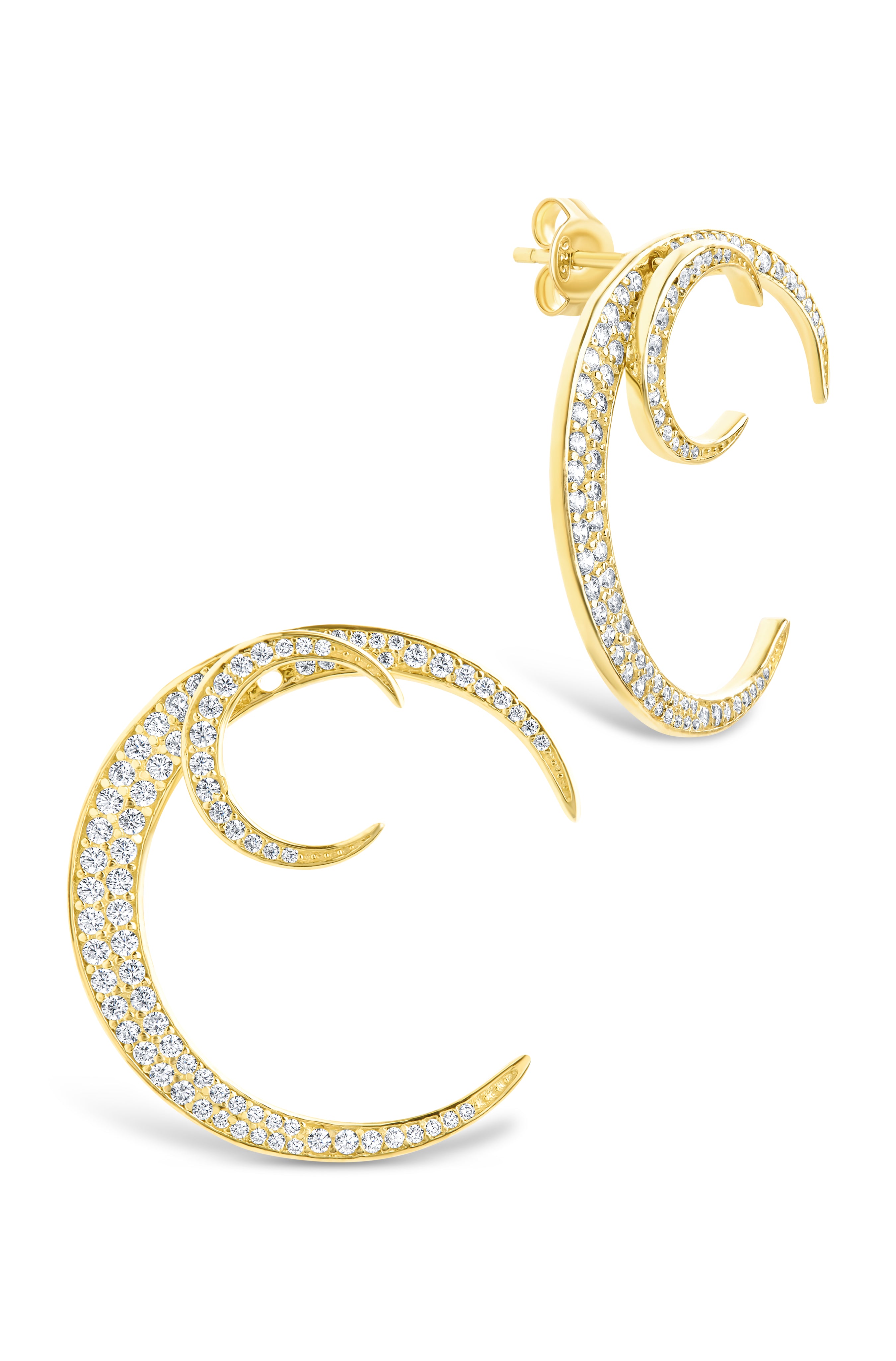 Keaton CZ Crescent Stud Earrings for Women - Sparkling Cubic Zirconia Silver Moon Earrings | Perfect for Date Night, Parties & Gifts