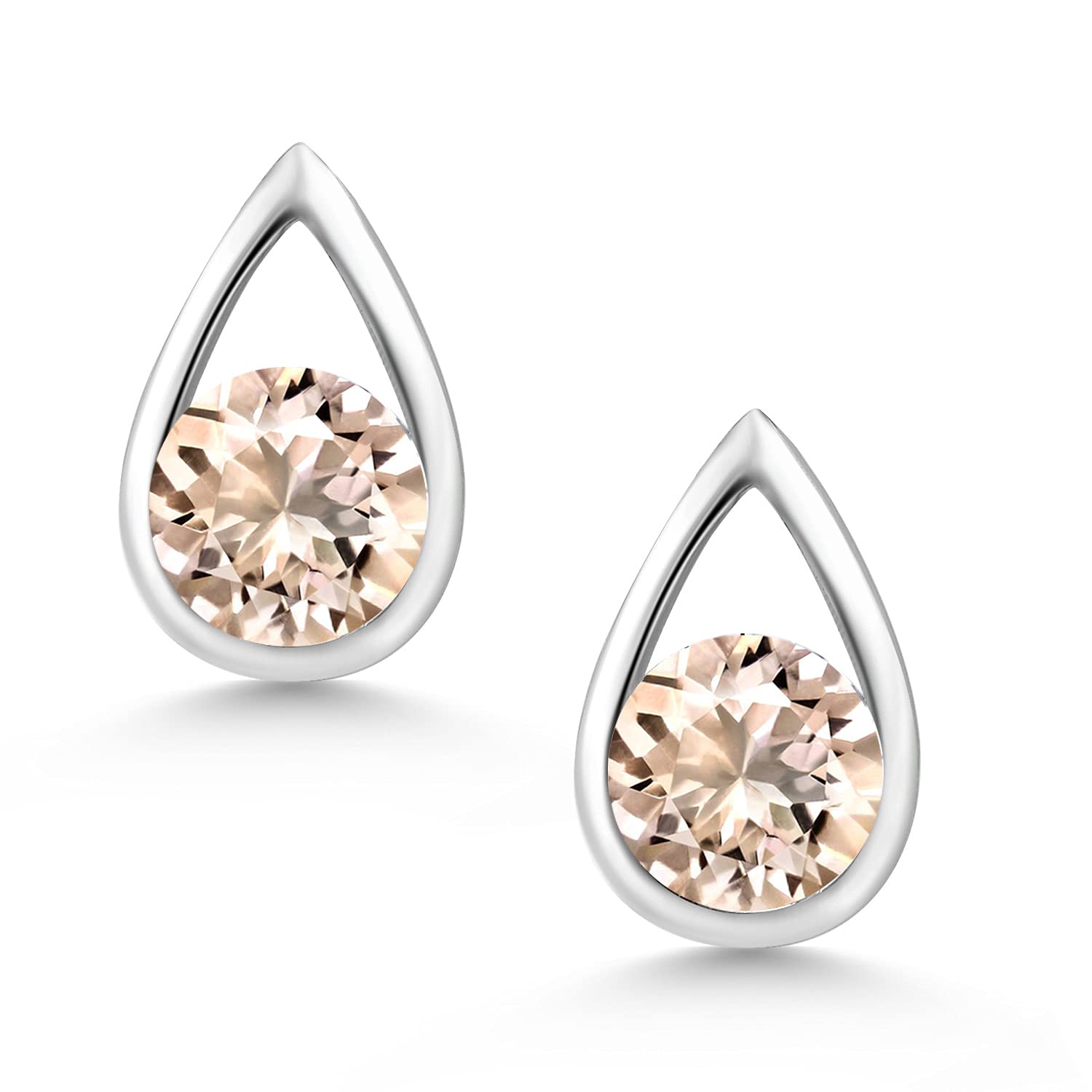 Gem Stone King Teardrop Stud Earrings for Women & Men - 925 Sterling Silver, 5mm Round Gemstone Birthstone Jewelry | Perfect Gift for Her, Mom, Wife | Elegant Everyday Wear & Special Occasion Jewelry