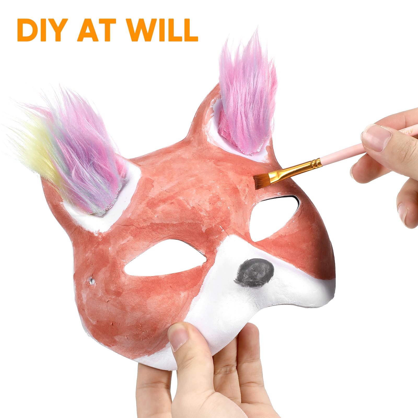 10pcs Unpainted DIY Cat & Fox Masks - Blank White Paper Masquerade Masks for Halloween Costume Party, Cosplay, Face Painting & Craft Projects