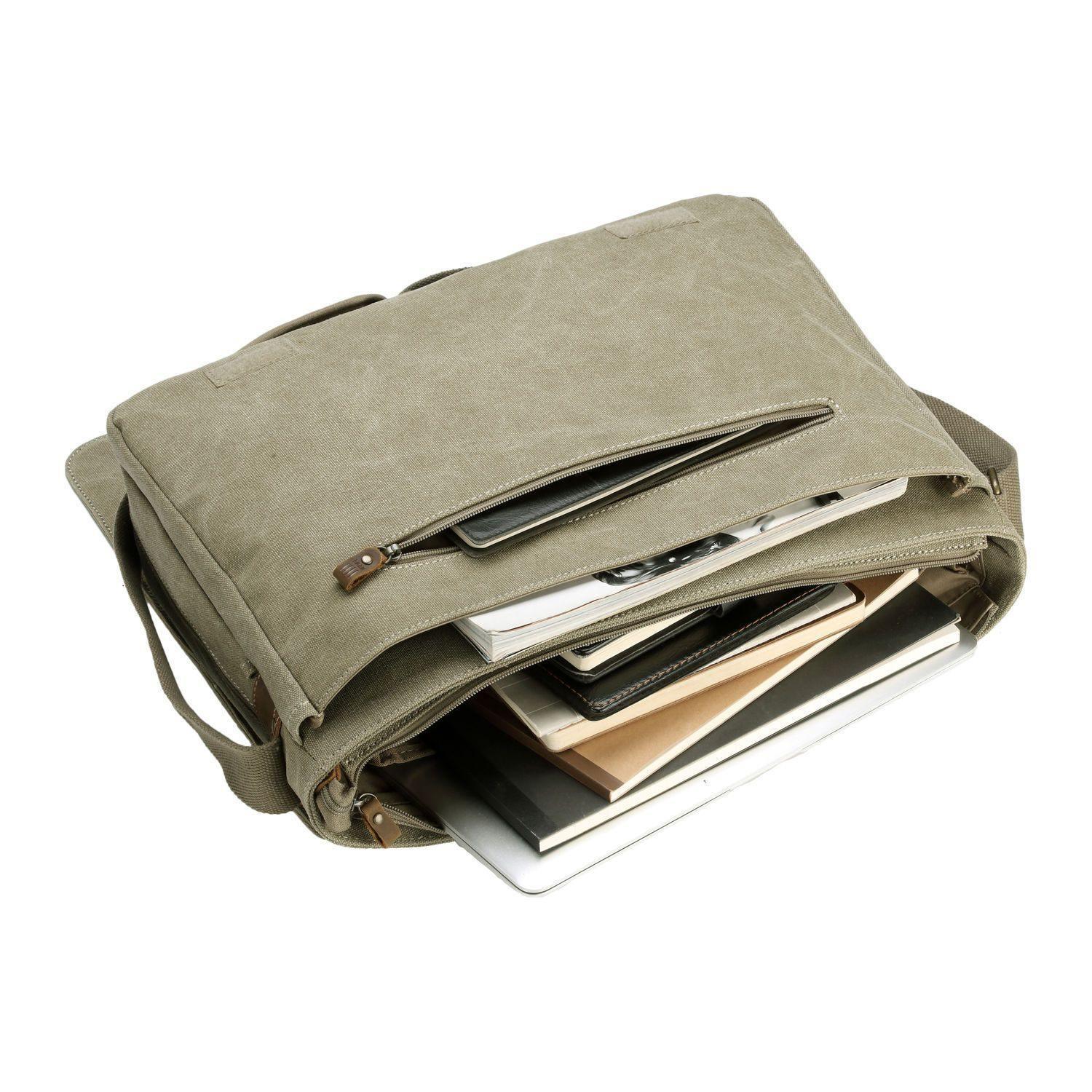 TRP0371 Troop London Classic Canvas Laptop Messenger Bag - Large 18 Inch Diagonal - Perfect for Work, Travel & College