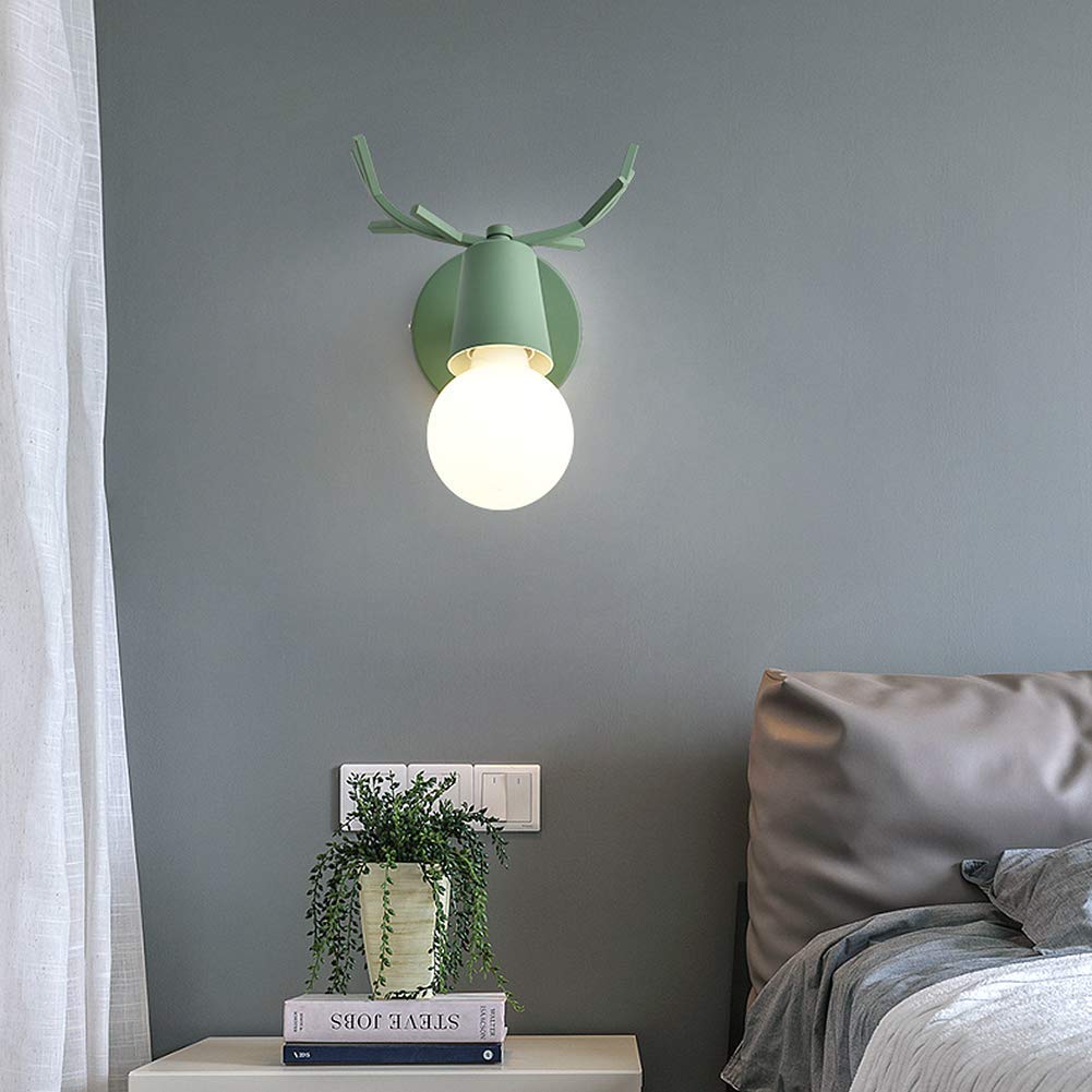 Nordic Modern Adjustable Deer Antler Wall Light - Wrought Iron Reading Sconce, E27 Bedroom Lamp for Kids Room & Home Decor | Perfect for Cozy Reading Nooks & Nursery Lighting