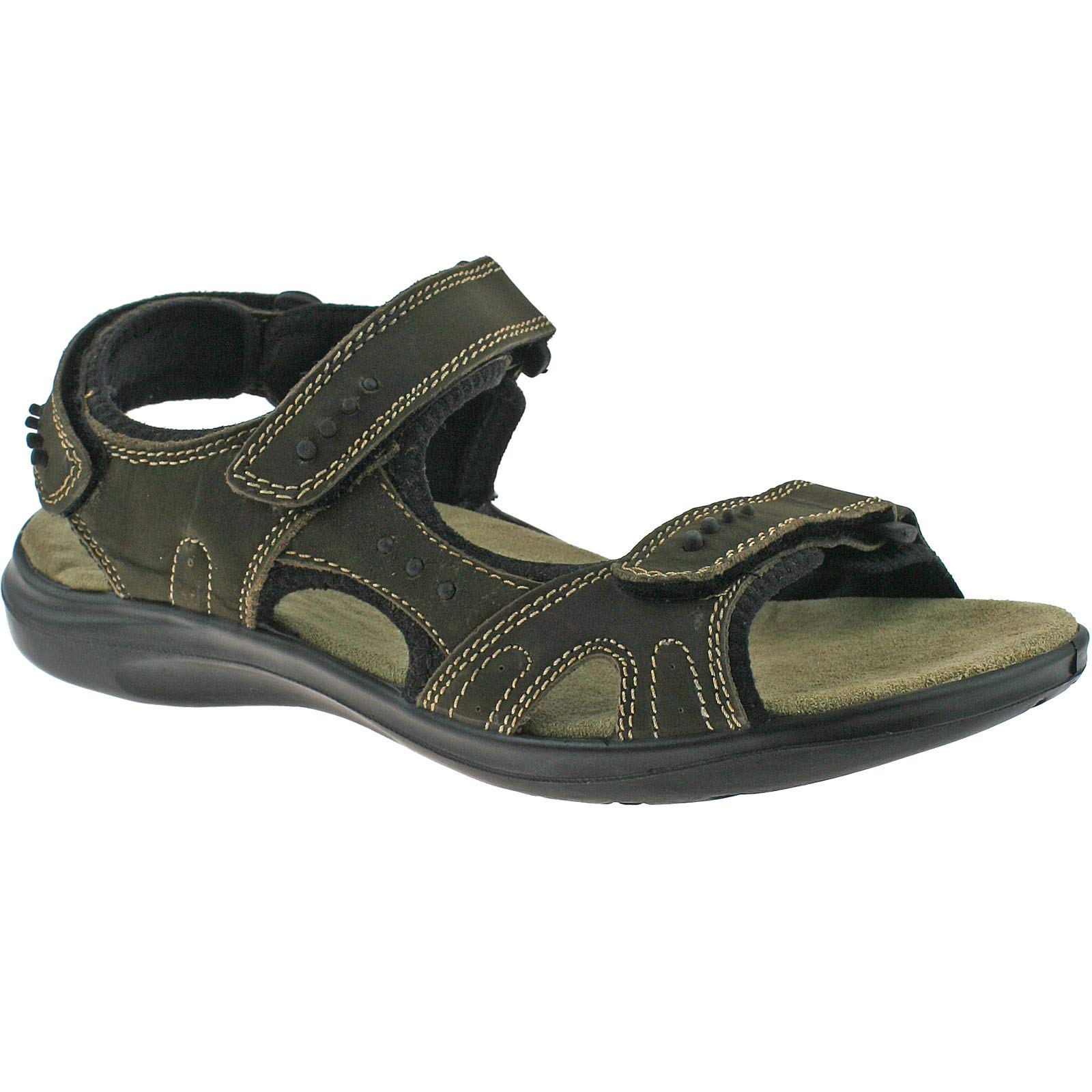 JASPER Men's Brown Leather Sports Sandals with Velcro Straps - Comfortable & Durable for Beach, Pool, and Outdoor Activities