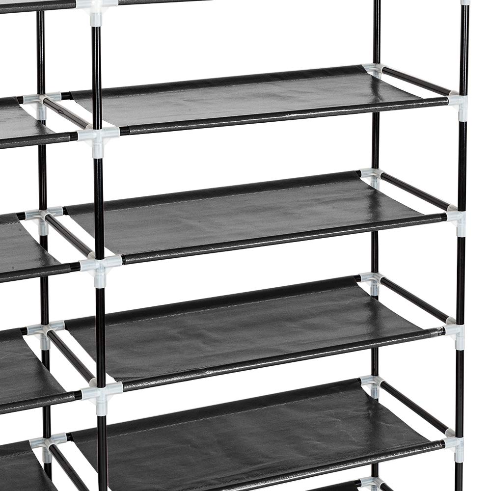 6 Tier Shoe Rack Organizer - Space Saving Storage for 30 Pairs of Shoes, Portable Double Row Shoe Shelf Cabinet with Dustproof Non-Woven Cover (Black) | Perfect for Closet, Bedroom, Entryway & Small Space Organization
