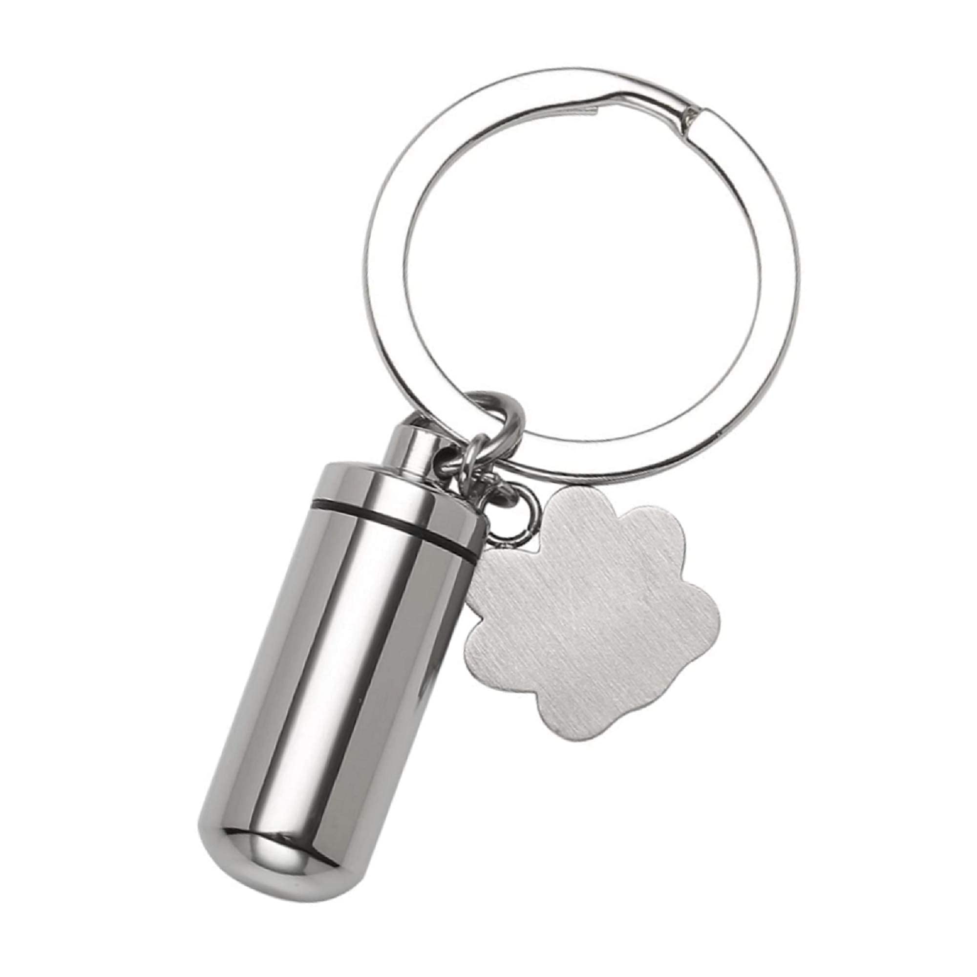 IN SELECT Stainless Steel Memorial Cremation Urn Keychain - Pet Ashes Keepsake Pendant for Dogs & Cats | Silver Cylinder Locket for Lost Loved Ones | Perfect for Grieving, Remembrance & Everyday Wear