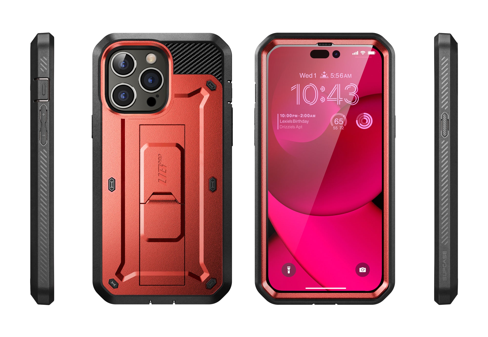 iPhone 14 Pro Case 6.1 Inch - Unicorn Beetle Pro Series Rugged Protective Cover with Military-Grade Drop Protection, Metallic Red | Perfect for Outdoor Adventures, Construction Work & Extreme Sports