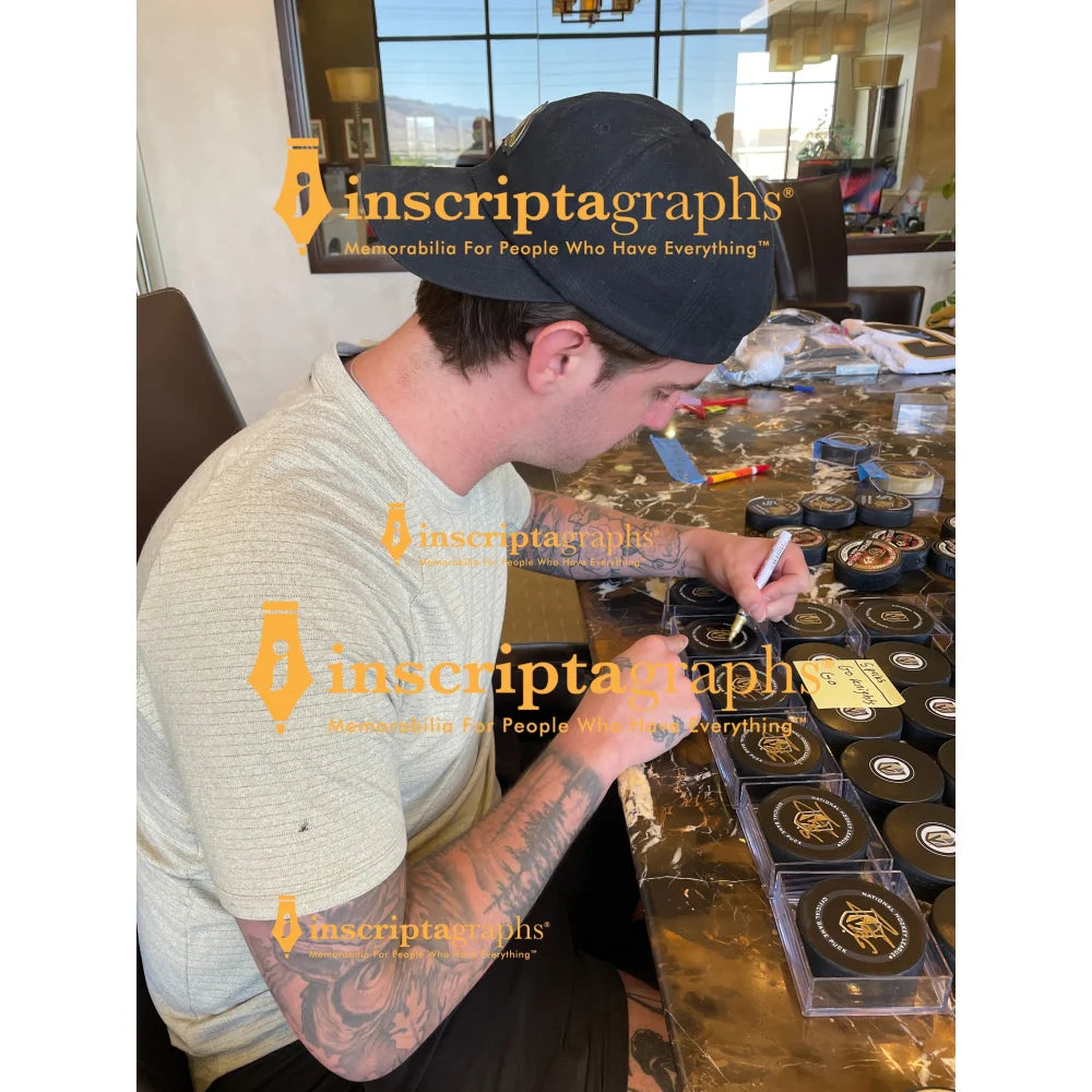 Logan Thompson Autographed Vegas Golden Knights NHL Hockey Puck with COA - Perfect for Collectors, Fans & Memorabilia Displays