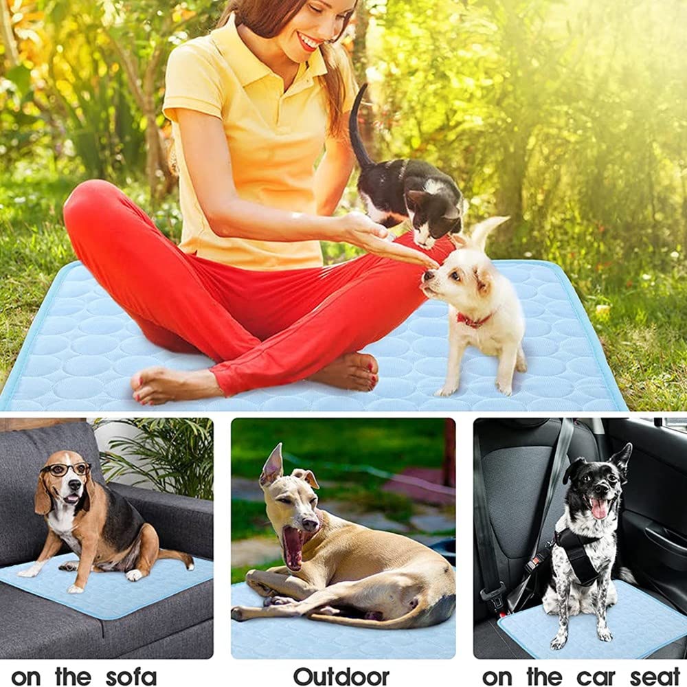 Cooling Mat for Dogs & Cats - Ice Silk Pet Pad for Home & Outdoor Use