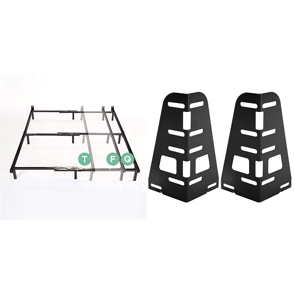 Zinus Michelle Compack Adjustable Steel Bed Frame with SmartBase - Fits Twin, Full, Queen Mattresses & Box Springs - Sturdy Metal Platform with Headboard Brackets (Set of 2) - Perfect for Bedrooms, Guest Rooms & Dormitories