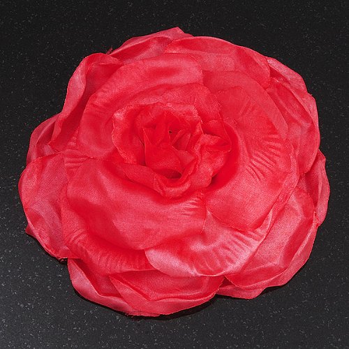 Avalaya Large Pink Fabric Rose Brooch Pin for Women - Elegant Floral Corsage for Dresses, Coats, Hats & Wedding Accessories