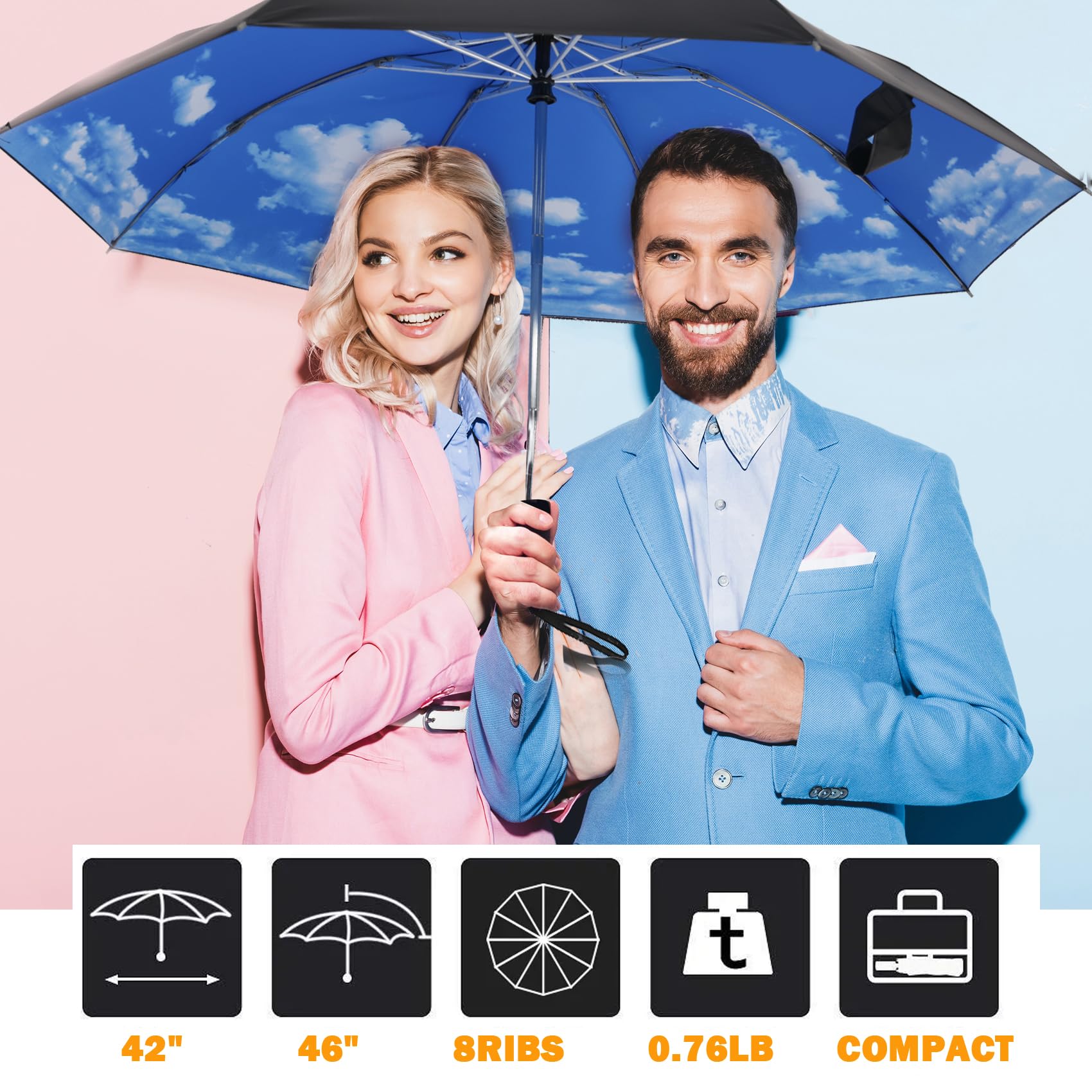 SIEPASA Windproof Reverse Folding Umbrella - Compact Automatic Travel Umbrella for Rain & Sun Protection - Perfect for Men & Women - Ideal for Commuting, Travel, and Outdoor Activities