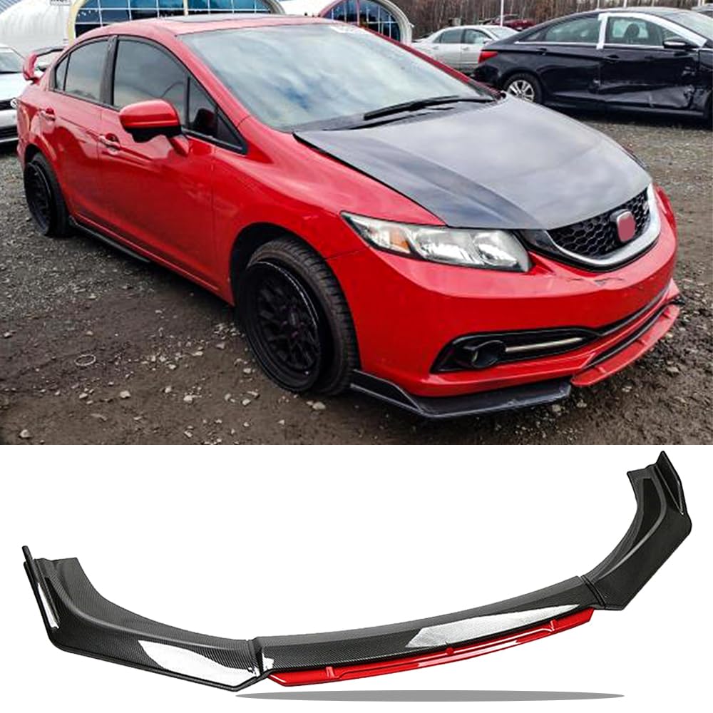 4Pcs Universal Front Bumper Lip Body Kit - ABS Glossy Black Front Lip Spoiler & Diffuser for Most Cars & Trucks - Enhance Style & Aerodynamics for Street Racing & Car Shows