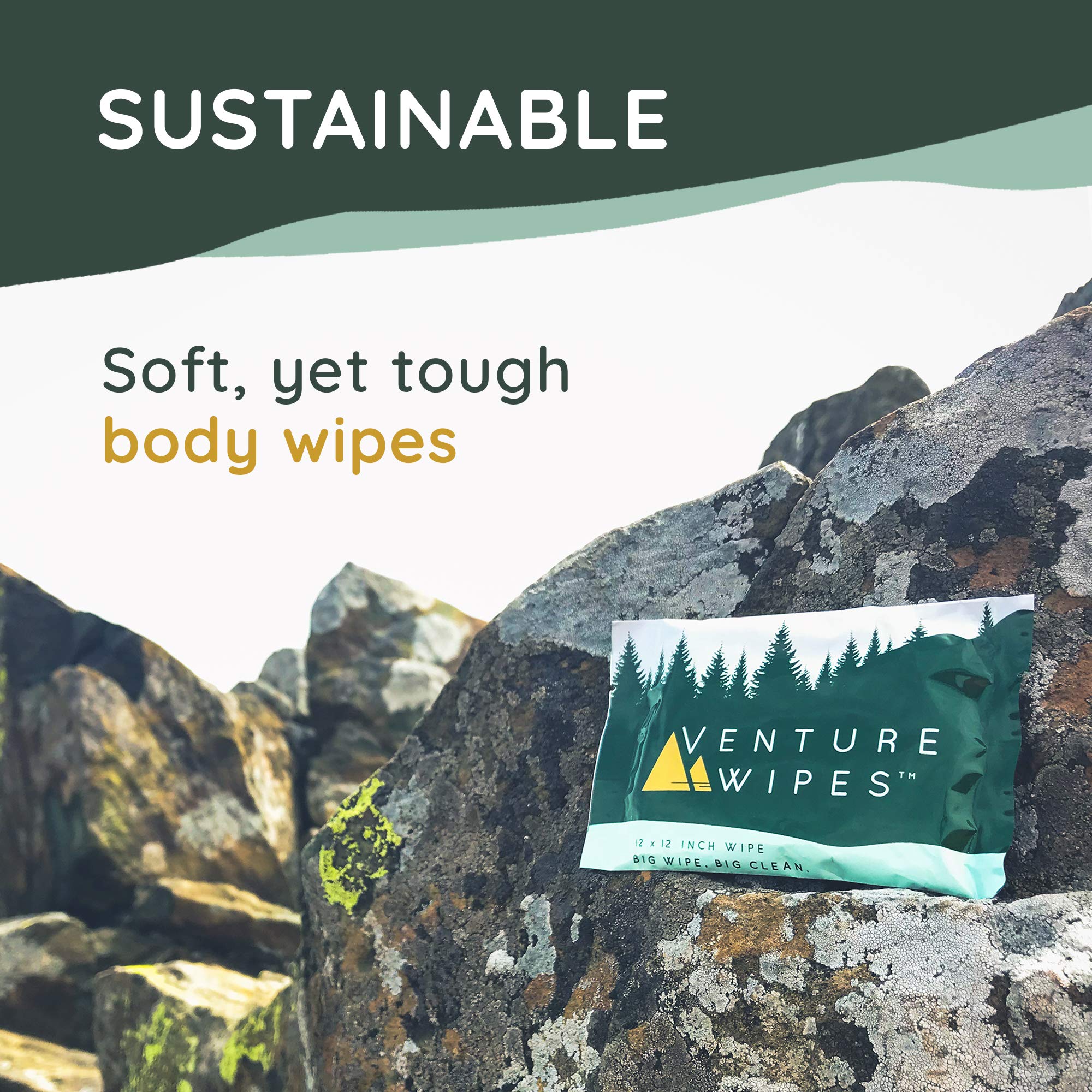 Venture Wipes Tea Tree Oil Body Wipes for Adults - Biodegradable Cleansing Wipes with Aloe & Vitamin E - Individually Wrapped Camping & Travel Essentials - 25 Count Pack - Perfect for Hiking, Gym, Outdoor Adventures & On-the-Go Hygiene