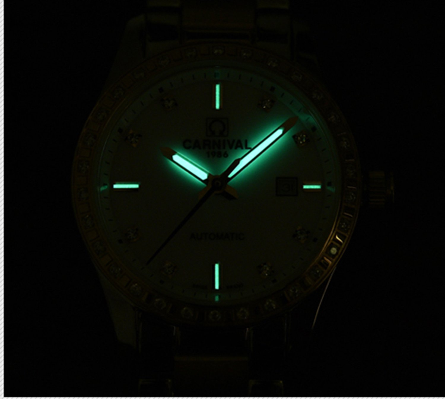 Luxury Rhinestone Automatic Mechanical Watch for Women - Stainless Steel, Luminous, Waterproof - Perfect for Parties, Work & Everyday Wear