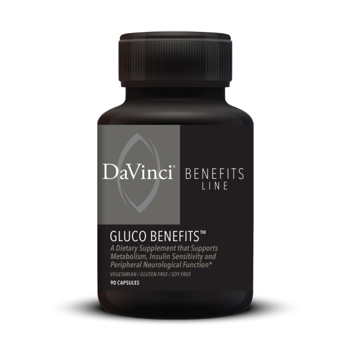 Davinci Labs Gluco Benefits Supplement - 90 Capsules for Blood Sugar Support & Glucose Metabolism - Ideal for Diabetics & Healthy Lifestyle