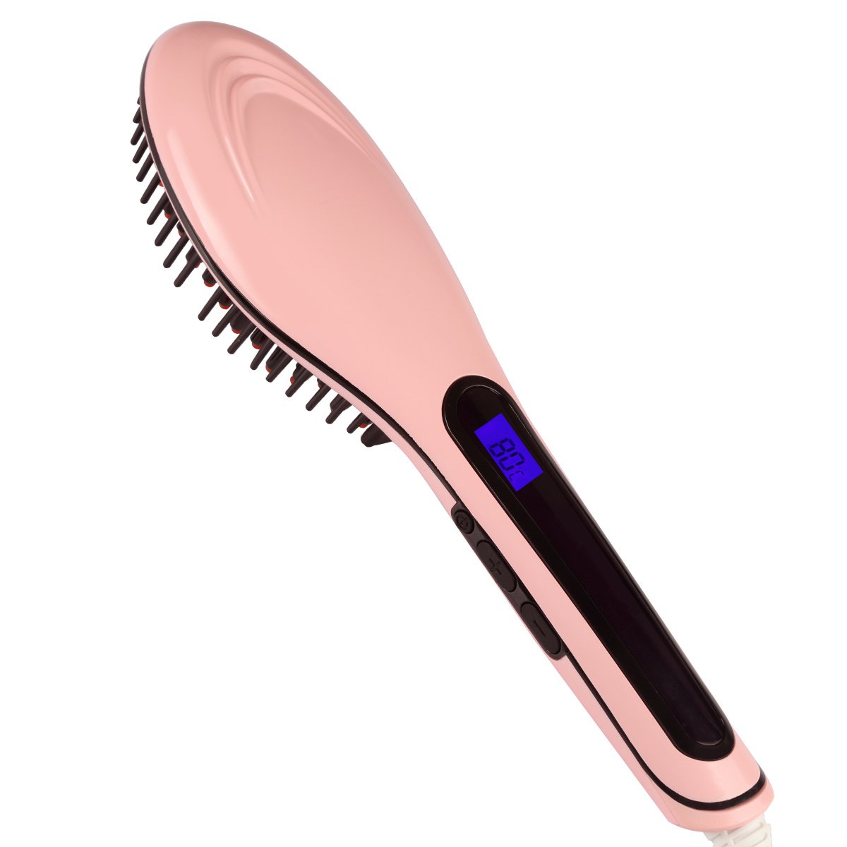 SymbolLife Professional Hair Straightener Brush - Upgraded Magic Silky Straightening Iron with Anti-Scald Technology & Zero Damage for Smooth, Tangle-Free Hair | Perfect for Home Use, Travel, Salon Styling & Daily Hair Care (Pink)