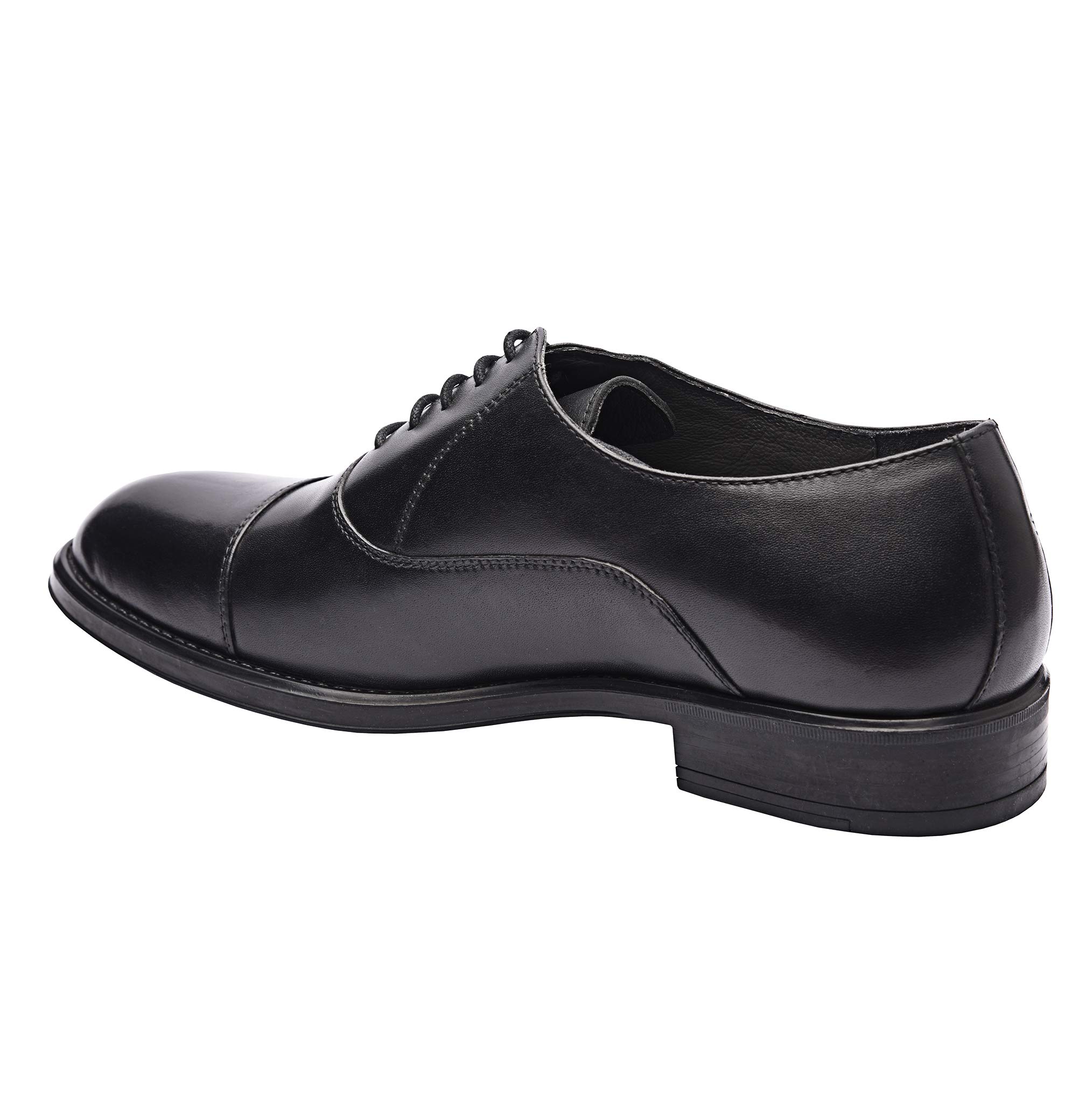 Genuine Leather Dress Shoes for Men | Formal Cap Toe Oxford Shoes with Rubber Sole | Handcrafted Classic Lace Up Shoes | Perfect for Weddings, Business Meetings & Special Occasions