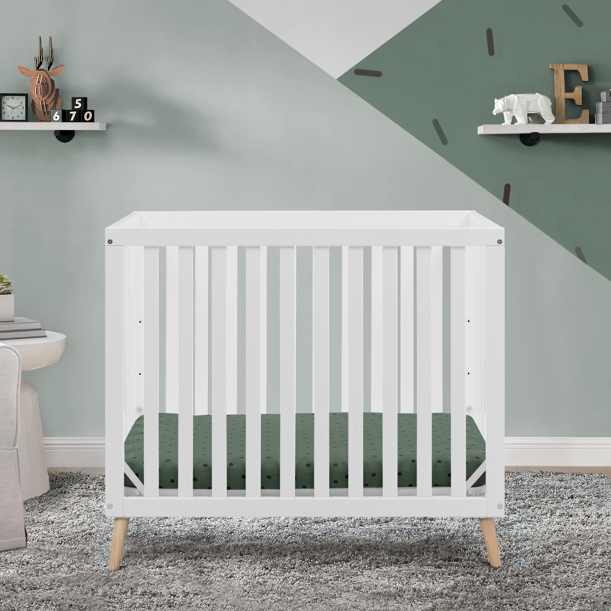 Essex Convertible Mini Baby Crib with 2.75 Inch Mattress - Portable Toddler Bed for Small Spaces, Nursery & Travel - Perfect for Newborns, Infants & Growing Toddlers