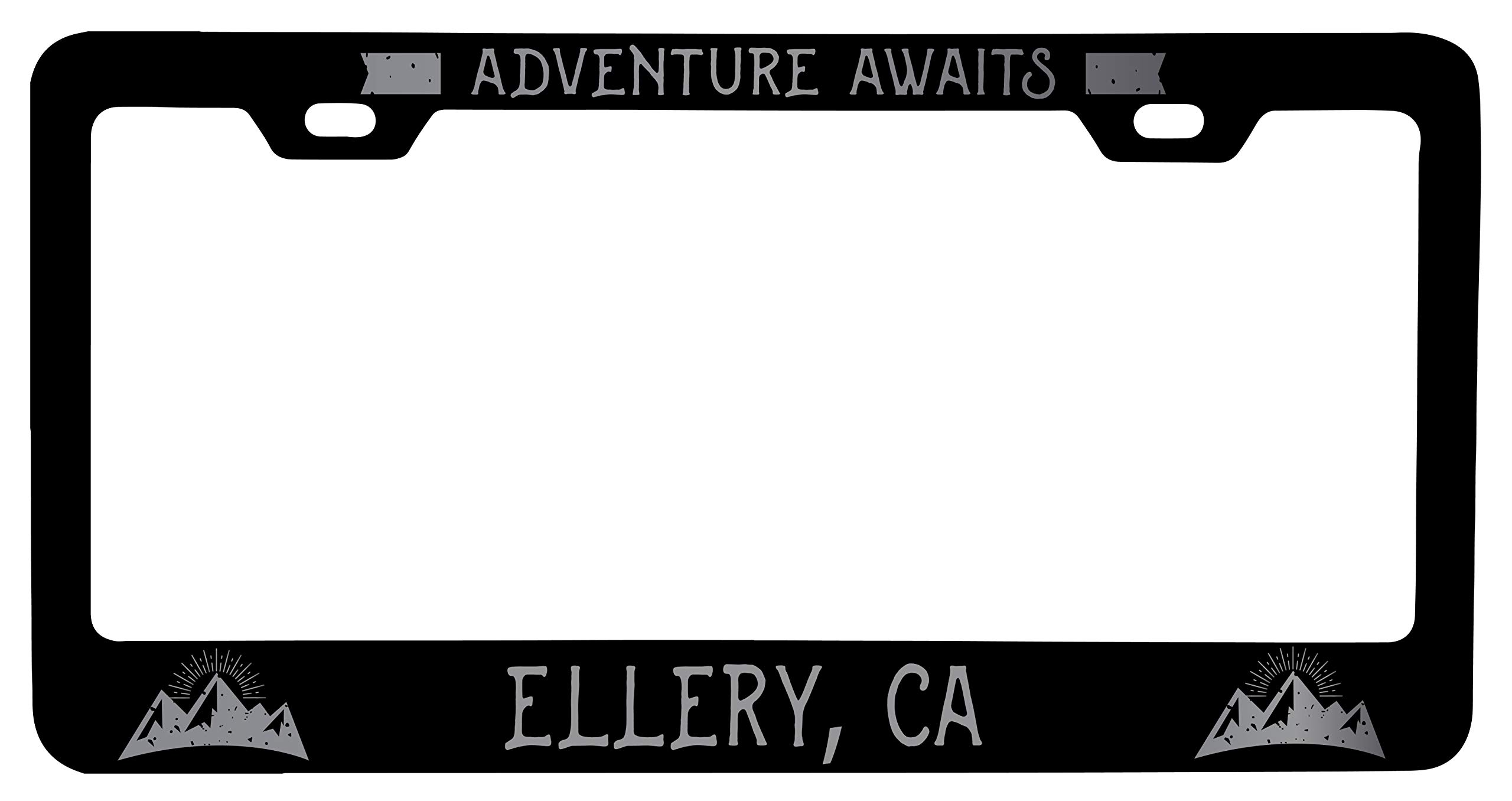 Ellery California Laser Etched Black Metal License Plate Frame - Stylish Car Accessory for Vanity & Personalization - Perfect for Cars, Trucks & Motorcycles