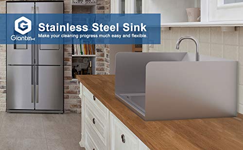Giantex Commercial Stainless Steel Hand Washing Sink with Wall Mount Faucet & Side Splashes - Heavy Duty Kitchen Sink with Hot/Cold Water Inlet - Ideal for Restaurants, Food Trucks & Commercial Kitchens (Silver)