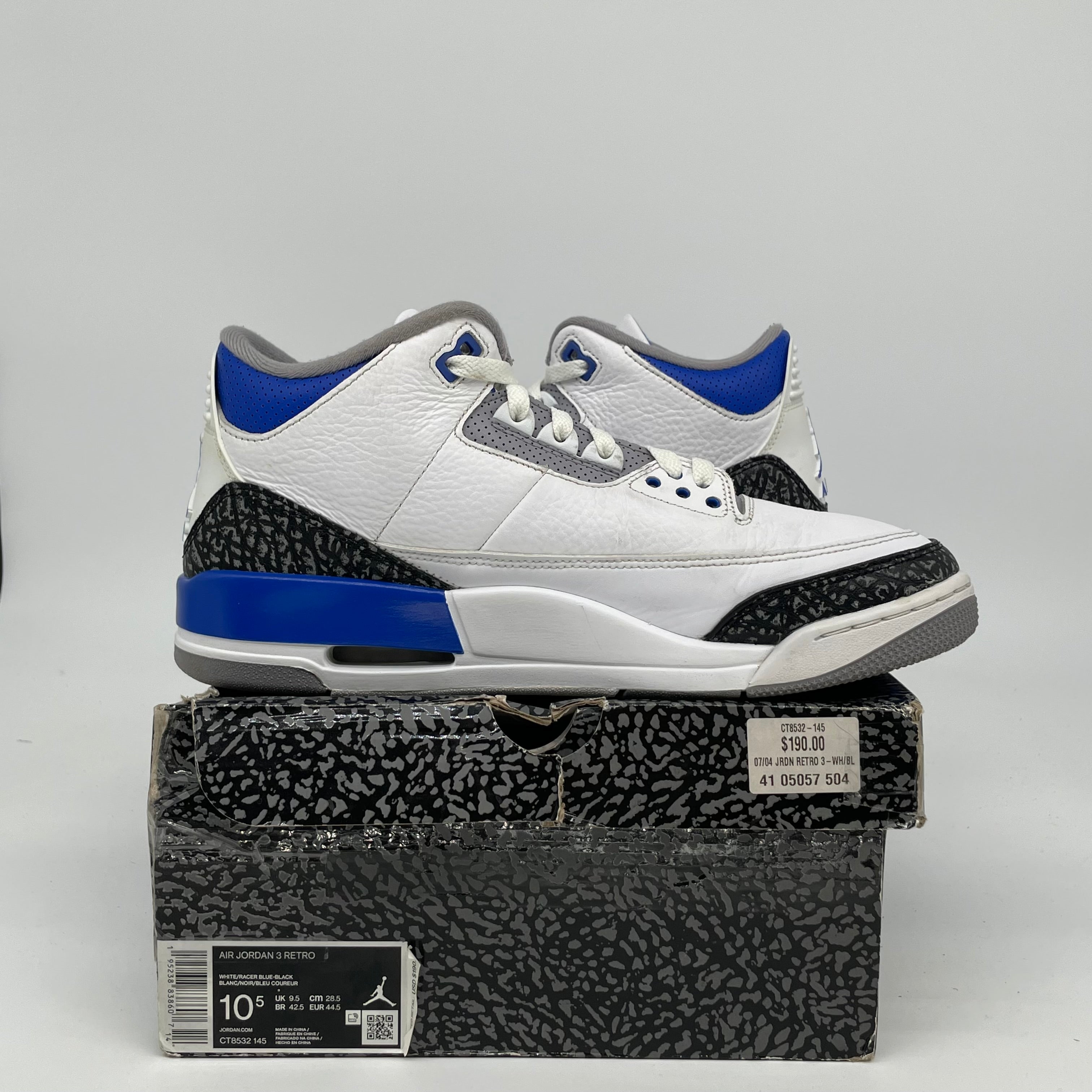 Air Jordan 3 Racer Blue Men's Basketball Shoes Size 10.5 - CT8532 145 | Retro Sneakers for Running, Training & Streetwear Fashion
