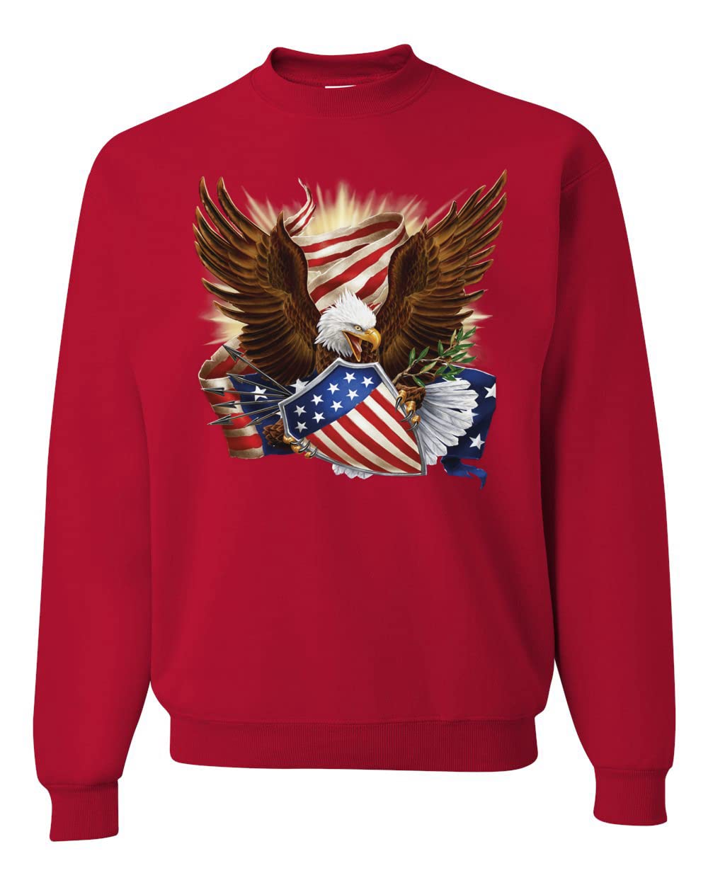 Wild Bobby Eagle American Flag USA Pride Graphic Sweatshirt - Unisex Crewneck Pullover for Patriotic Events, 4th of July & Casual Wear