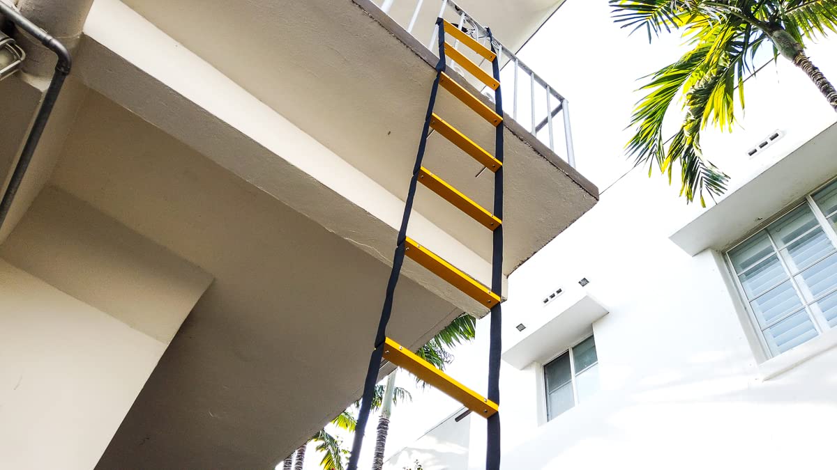 25 ft Fire Escape Rope Ladder for 3-Story Homes - Portable, Foldable & Compact Emergency Ladder with Mounting Anchors | Reusable Fire Rescue Ladder for Bedroom Window Safety | Perfect for Home Fire Emergency Evacuation
