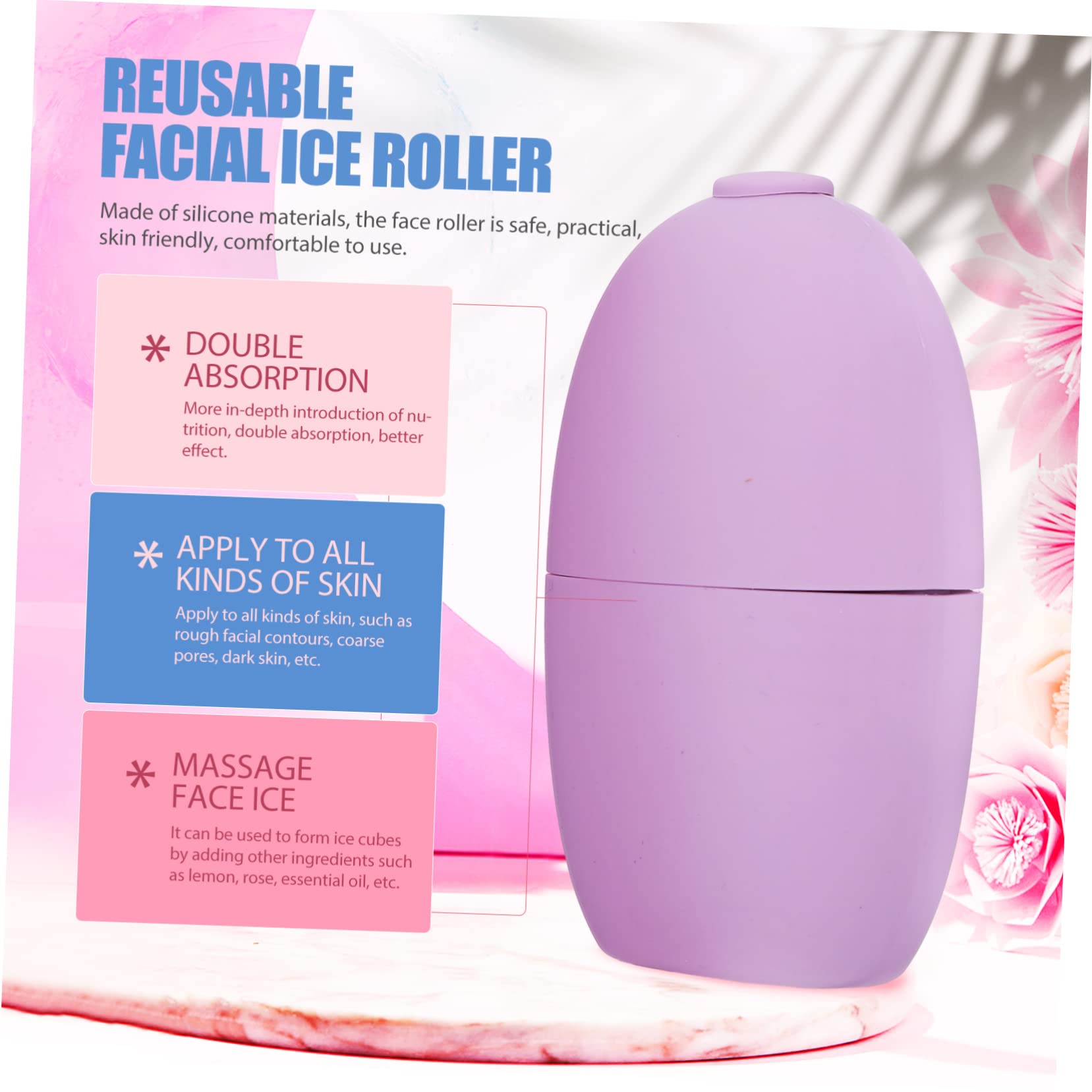 3pcs Silicone Face Ice Tray & Skin Massage Roller - Reusable Ice Roller Mold for Facial Skin Care, Dark Circle Reduction & Puffiness Relief - Perfect for Home Spa & Morning Skincare Routine