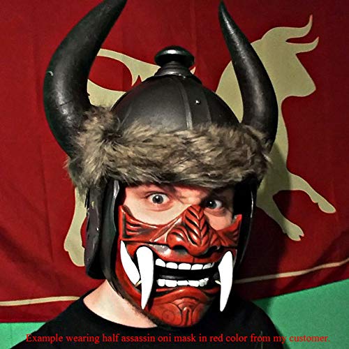 Samurai Oni Mask - Japanese Demon Warrior Helmet for Paintball, Airsoft, Halloween Costume, Ninja Cosplay, Bushido Armor & Motorcycle Riding | Perfect for LARP, Theatrical Performances & Medieval Festivals