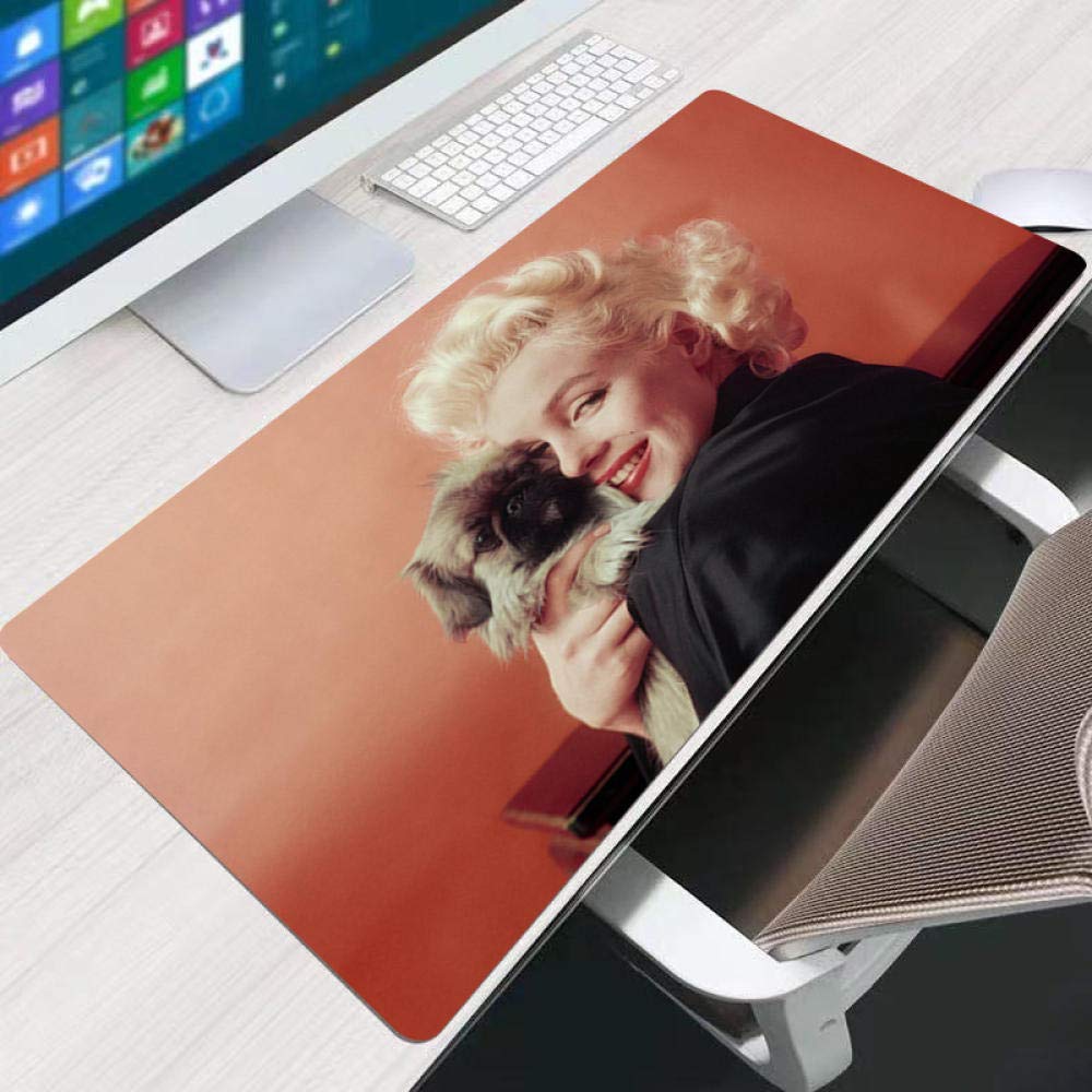 JIAOCHOZI Large Gaming Mouse Pad 800x300mm - Non-Slip Rubber Base & Stitched Edges - Extended Computer Keyboard Mat for PC, Laptop, Office & Gaming - Featuring Dog, Singer Marilyn Monroe & Actor Designs