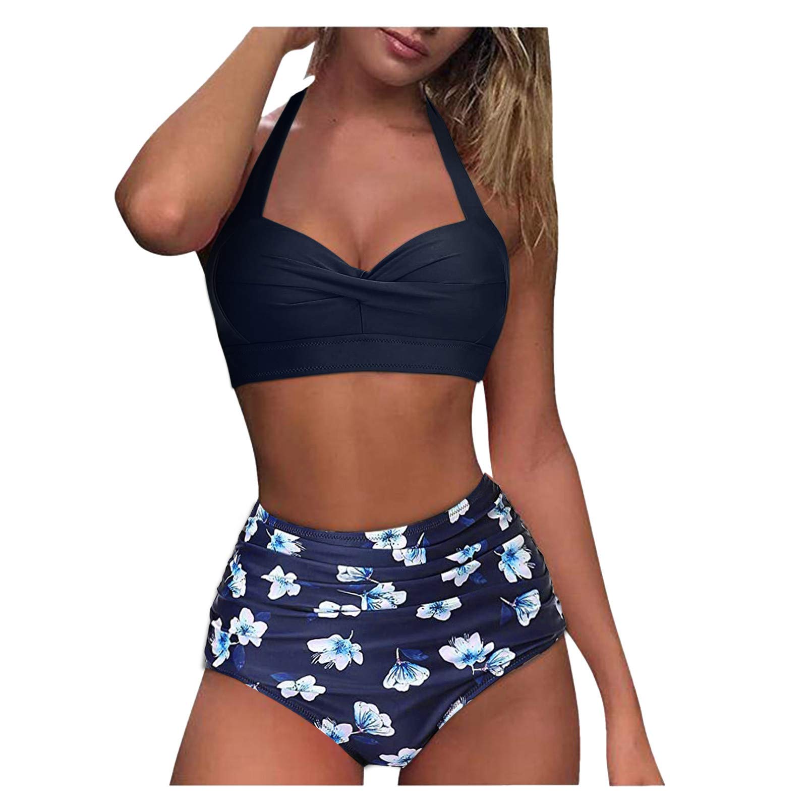 Angxiwan Women's Push Up Two Piece Swimsuits - Tummy Control Bikini Set with High Waisted Bottom | Perfect for Beach, Pool & Summer Vacations
