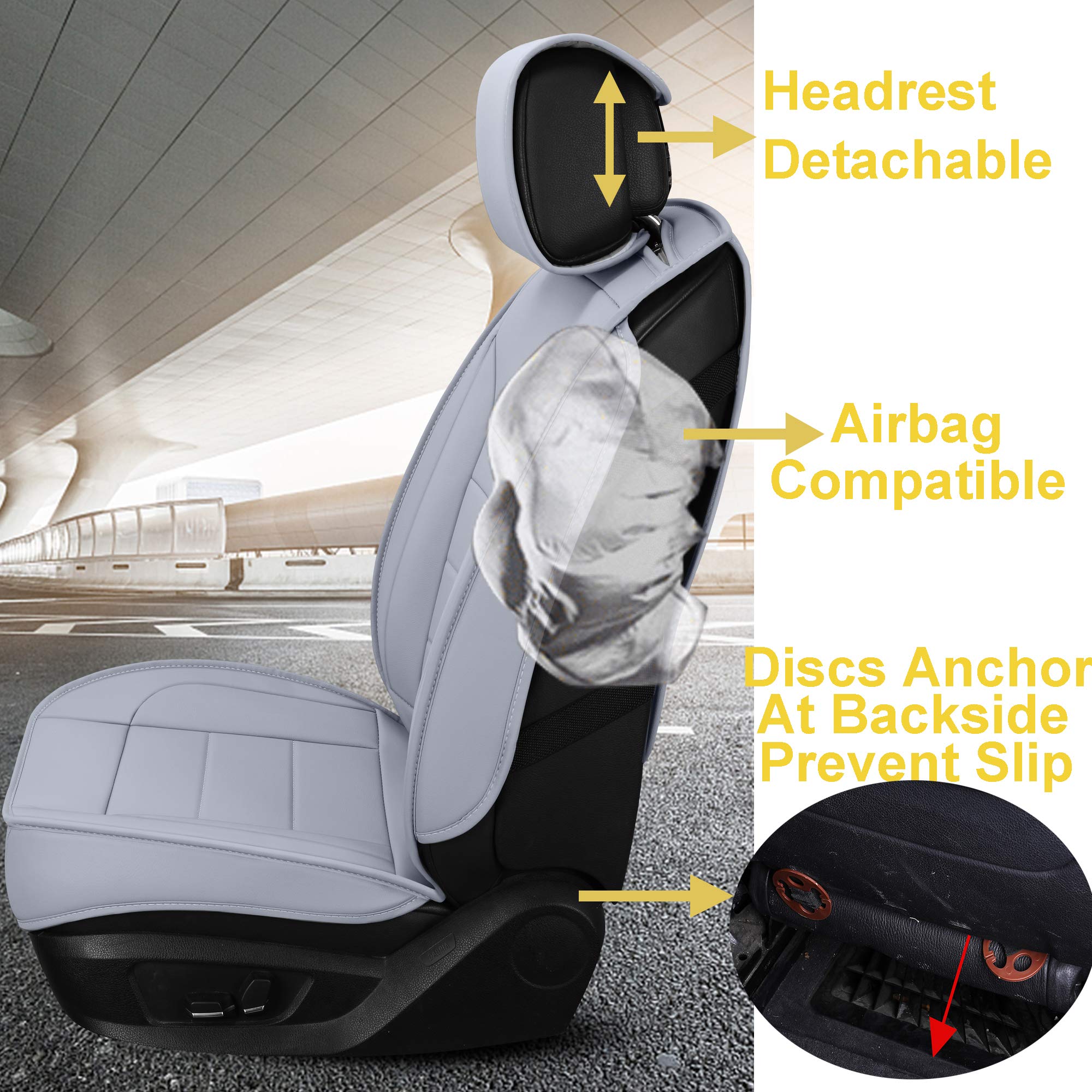 INCH EMPIRE Universal Car Seat Cover - Waterproof Synthetic Leather Cushion for Sedan, SUV, Truck & Hatchback (5-Seat Grey Full Set) | All-Season Protection & Comfort for Driving, Commuting & Road Trips