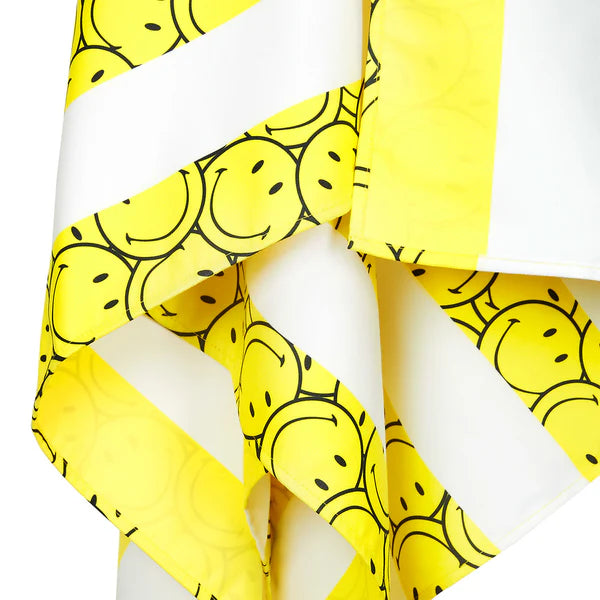 Dock and Bay XL Quick Dry Beach Towel with Smiley Design - Extra Large Sand Free Towel for Pool, Gym, Yoga, Travel & Outdoor Activities