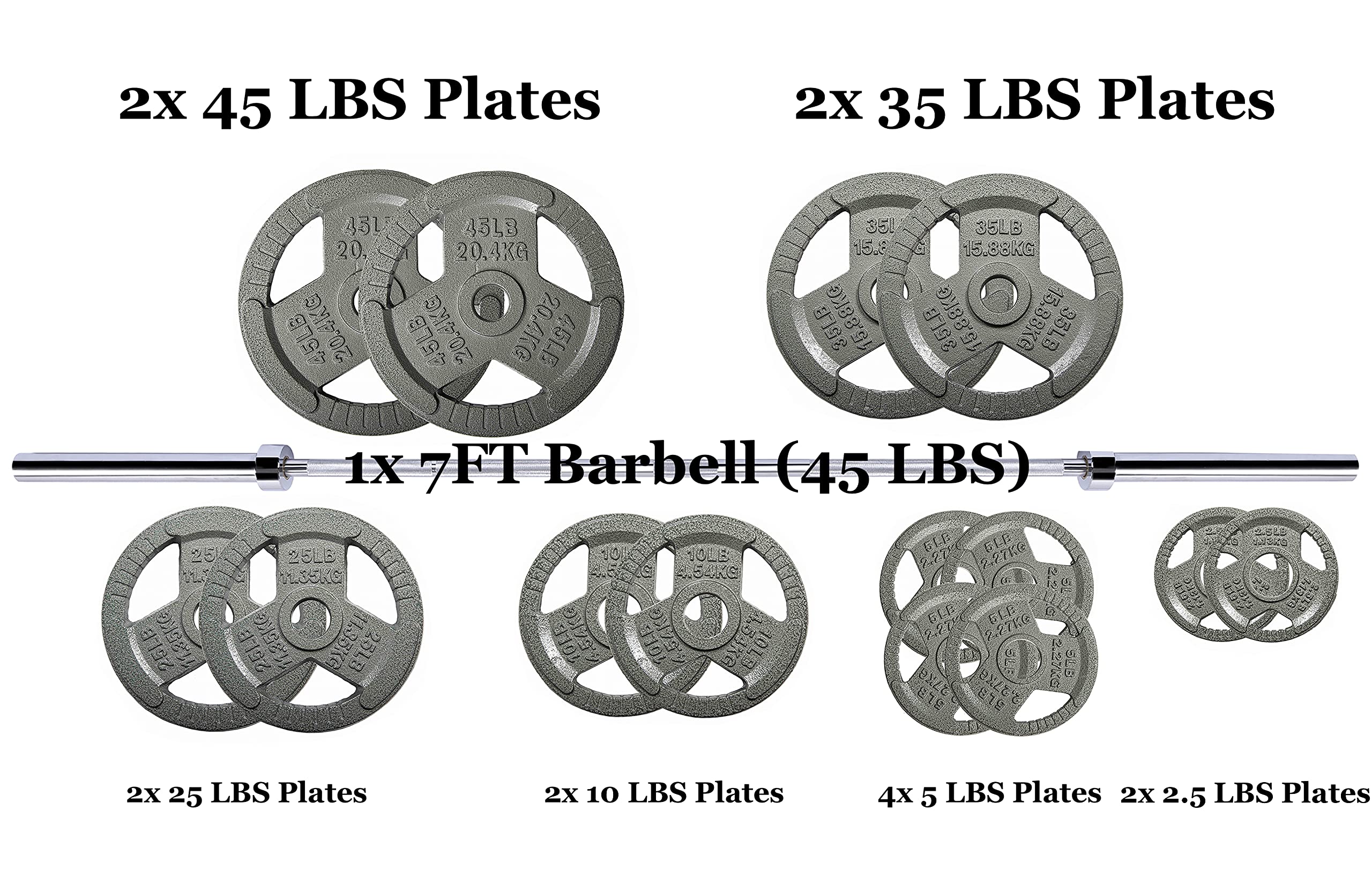 BalanceFrom 300-Pound Olympic Weight Set with 7FT Olympic Barbell & Cast Iron Plates - Perfect for Home Gym, Strength Training & CrossFit Workouts