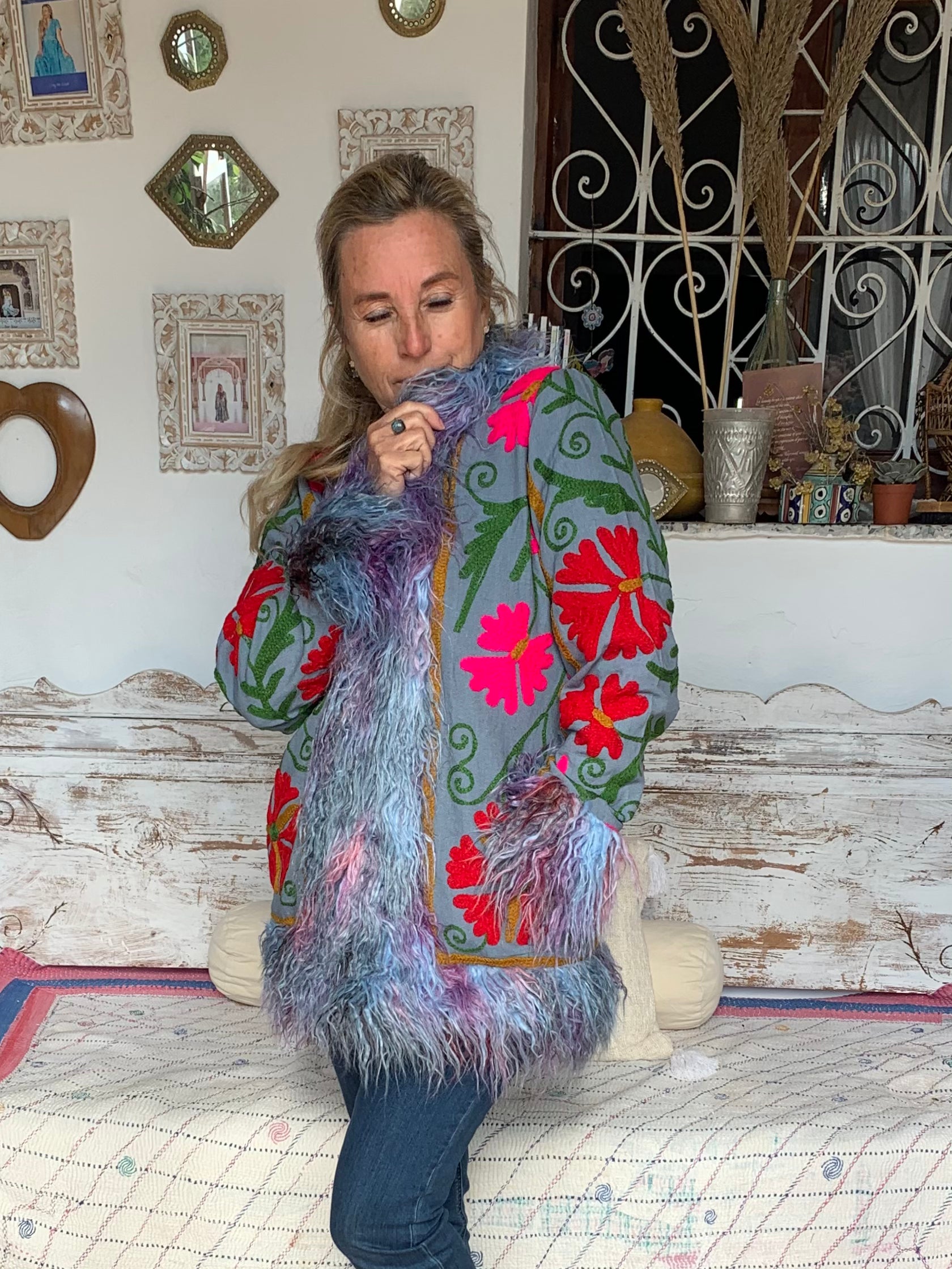 Boho Gypsy Ibiza Jacket for Women - Lightweight Embroidered Floral Kimono Cover Up - Perfect for Beach, Festival, and Summer Outfits