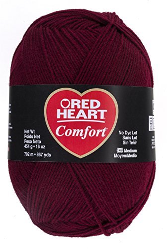 RED HEART Comfort Yarn - Soft Acrylic Knitting & Crochet Yarn (Claret Color) - Perfect for Scarves, Blankets & Baby Clothes